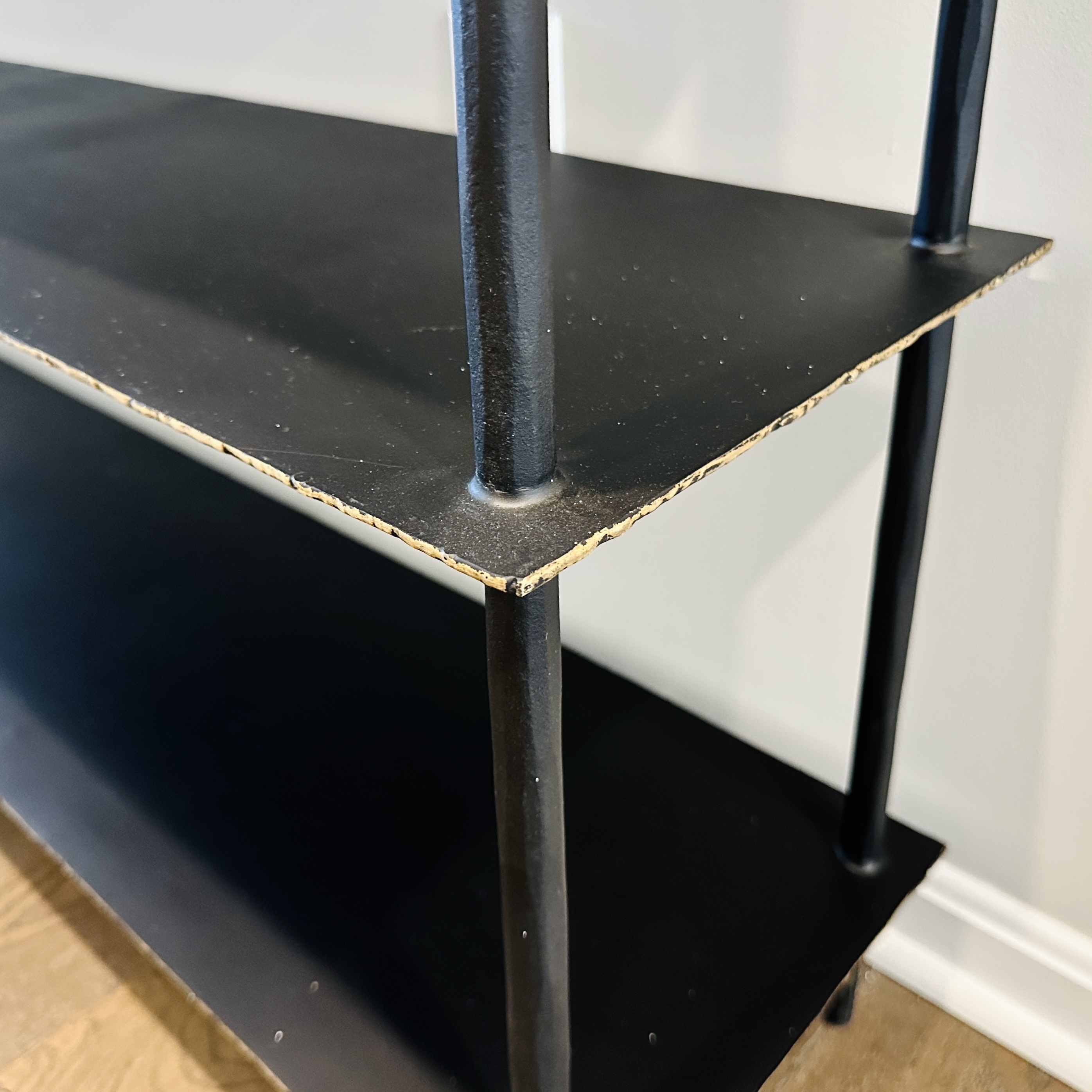 Four Hands "Trula" Three-Tier Metal Media Console in Rubbed Black