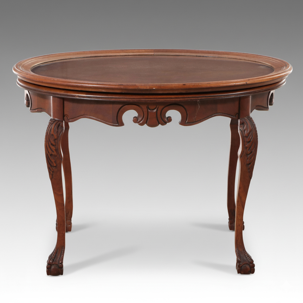 Chippendale Style Oval Tray-Top Cocktail Table, Mid to Late 20th Century
