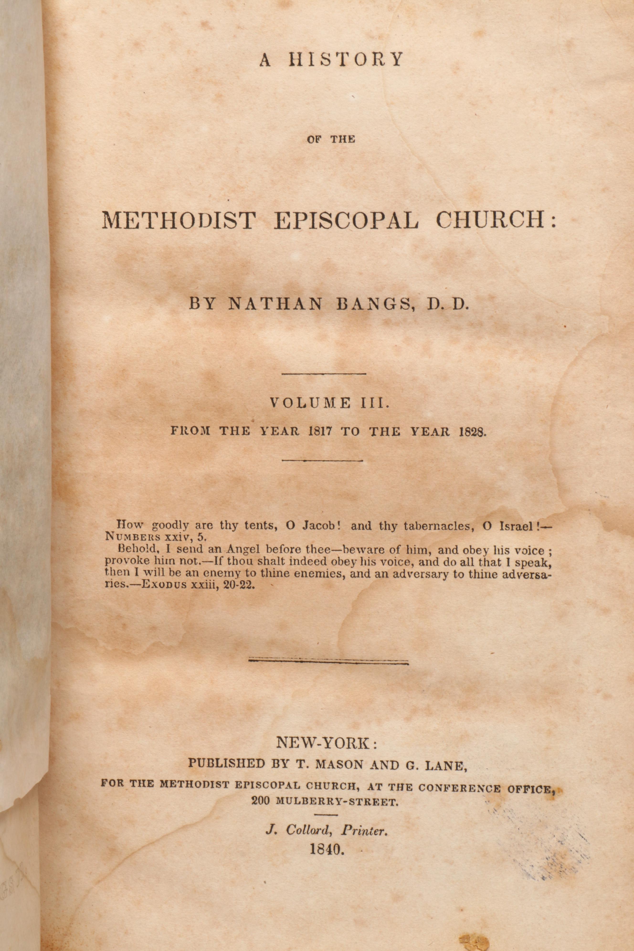 "A History of the Methodist Episcopal Church" by Nathan Bangs, 1839–1840