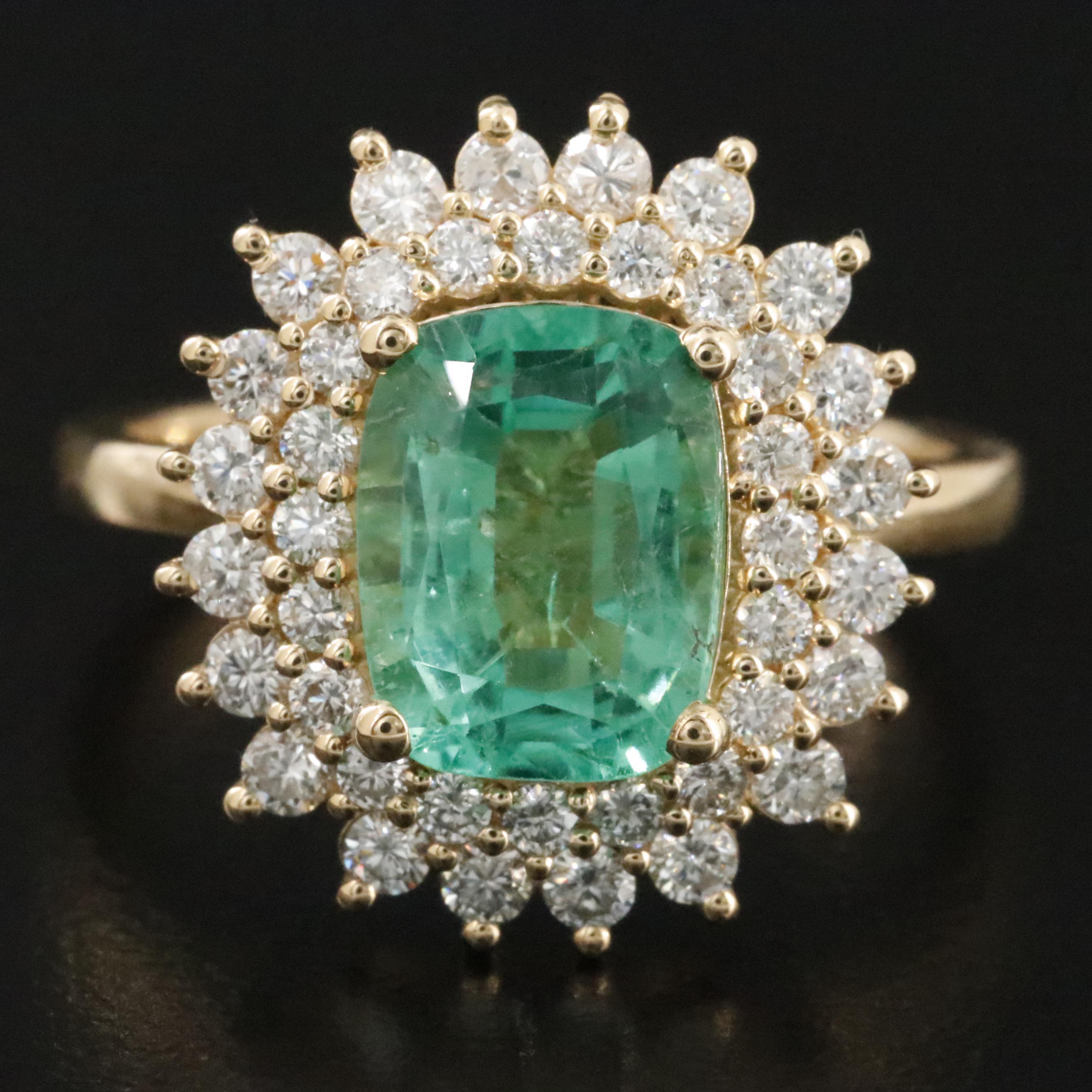 18K 1.92 CT Emerald and Diamond Ring