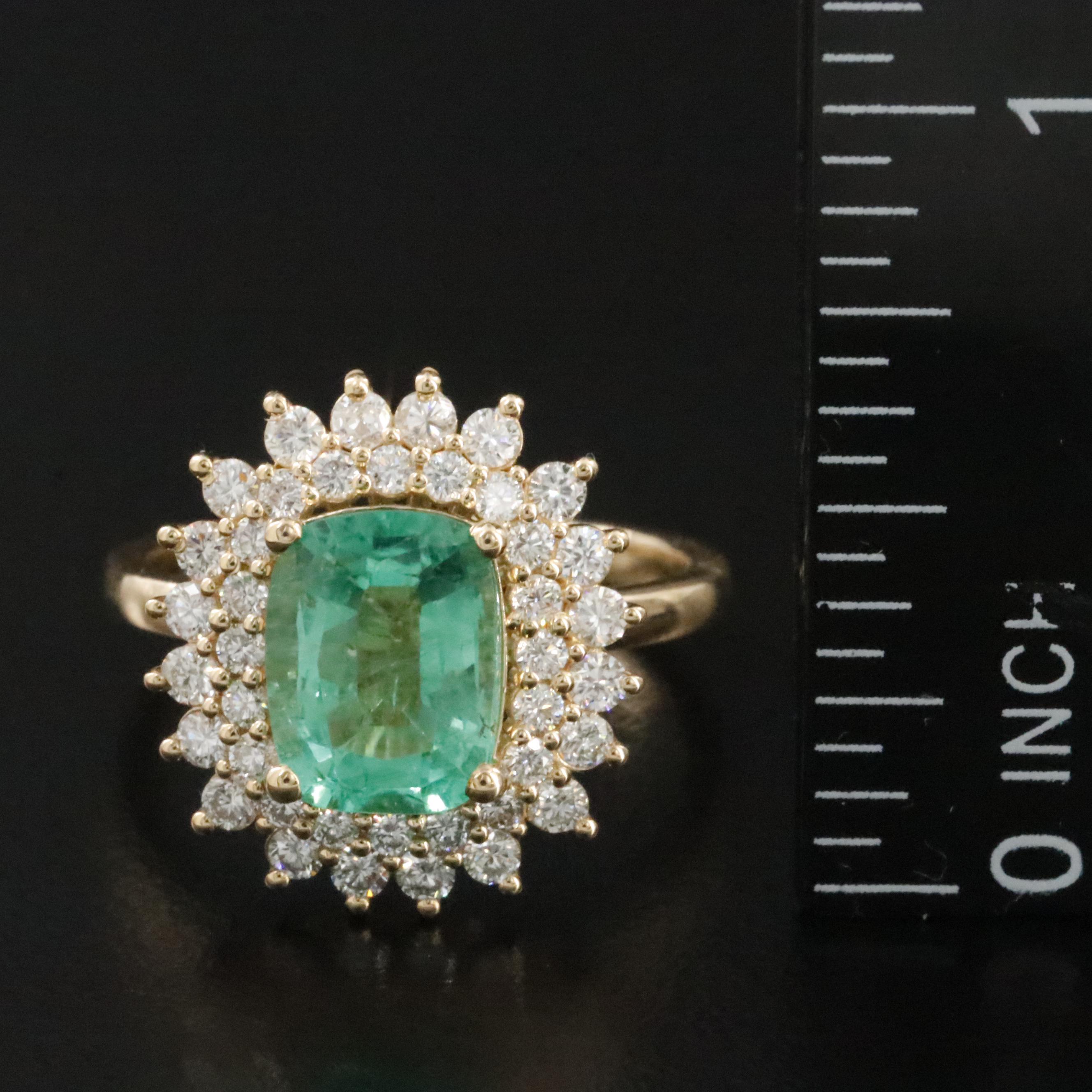 18K 1.92 CT Emerald and Diamond Ring