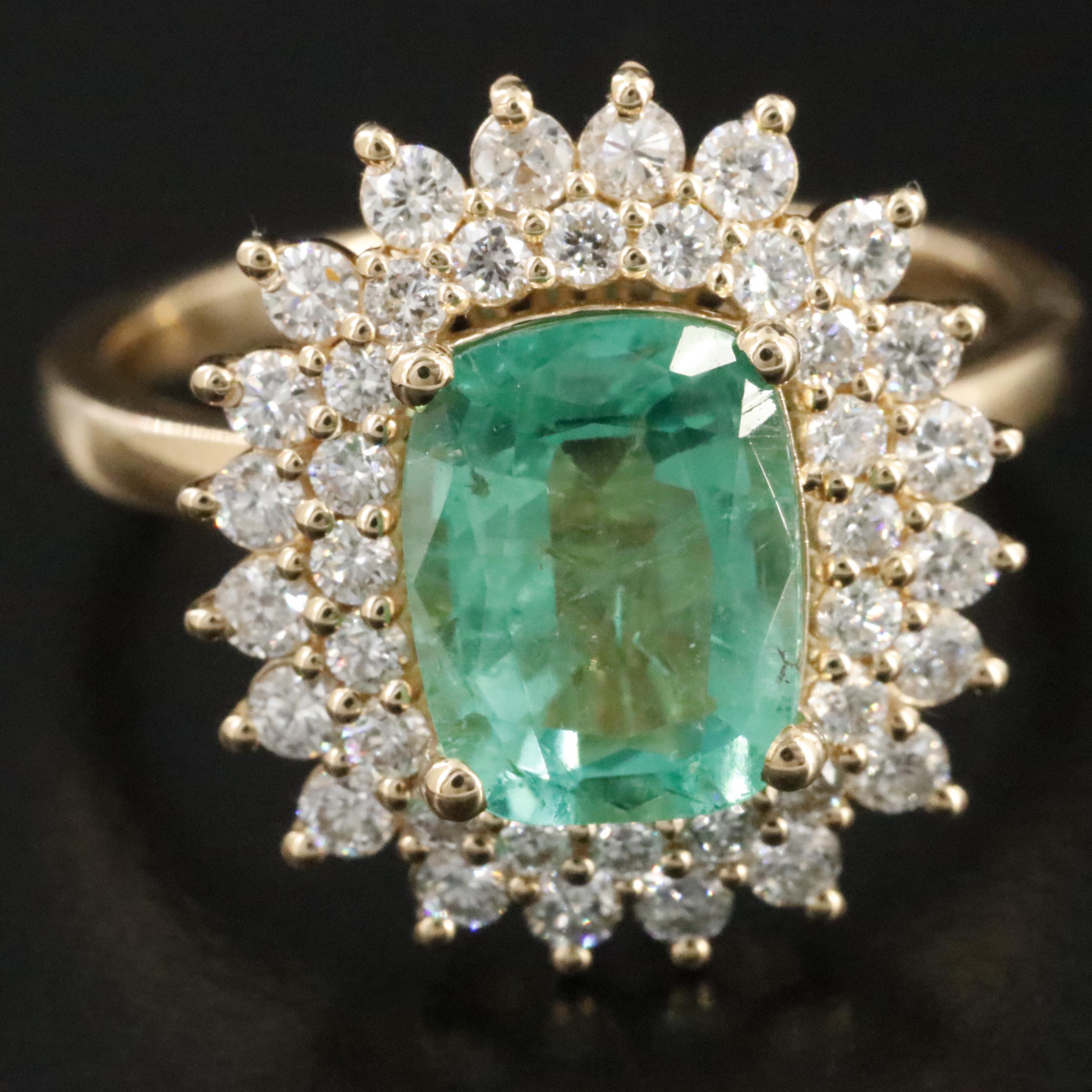 18K 1.92 CT Emerald and Diamond Ring