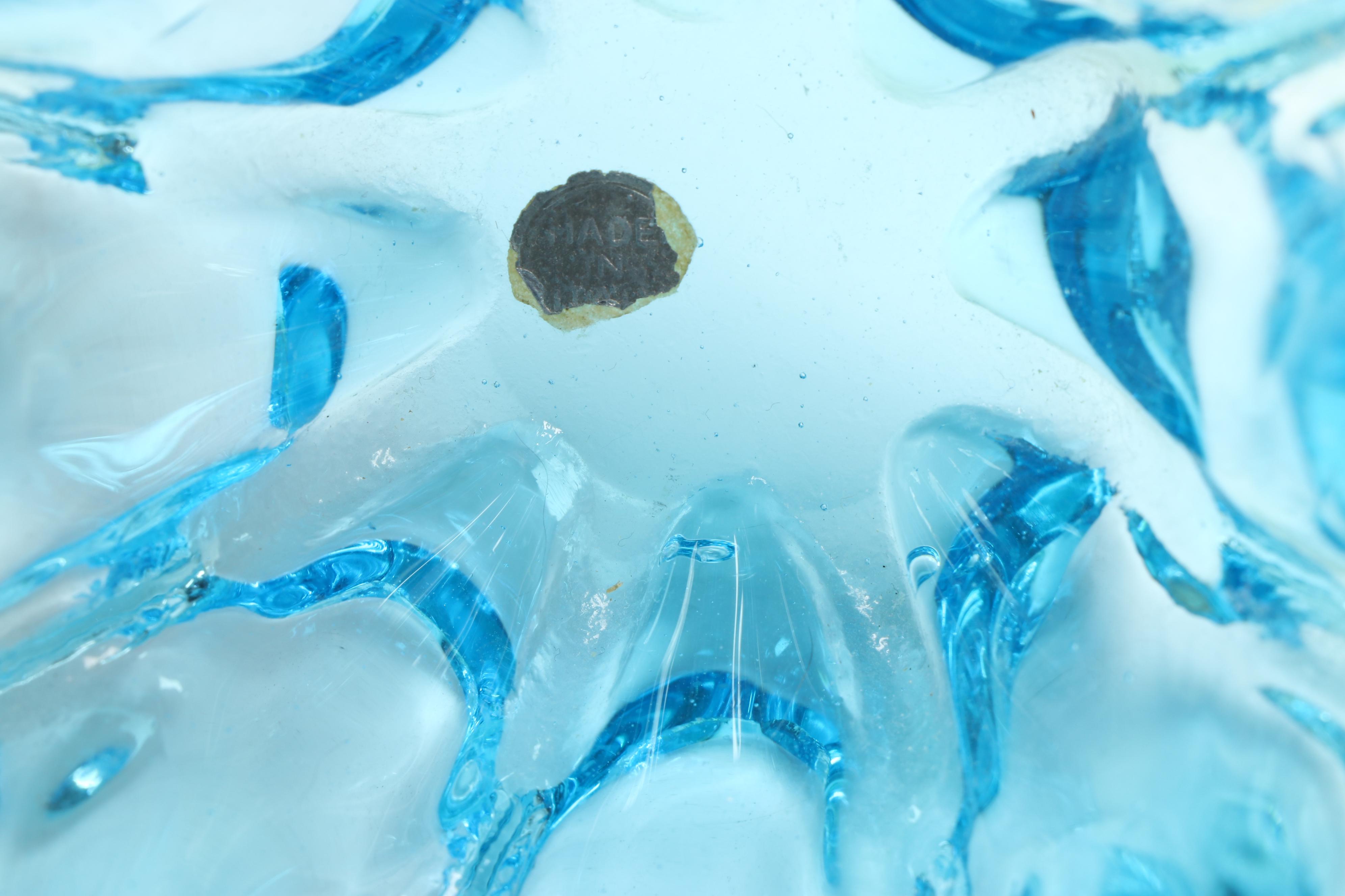 Steuben Style Art Glass Bowl, Blown Glass Vase, More Blue and Amber Glassware