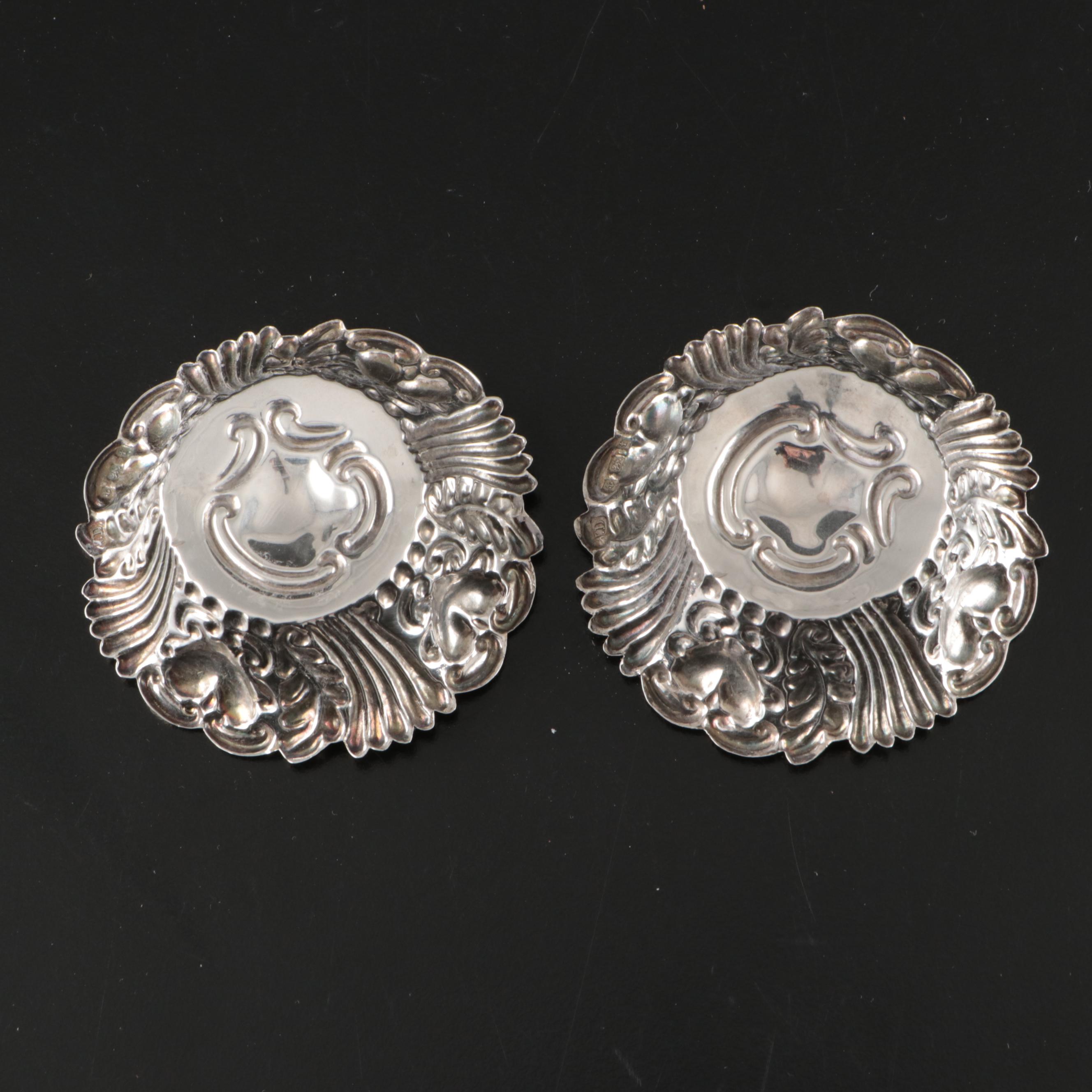 William Devenport Sterling Silver Salt Cellars and Spoons, Early 20th C.