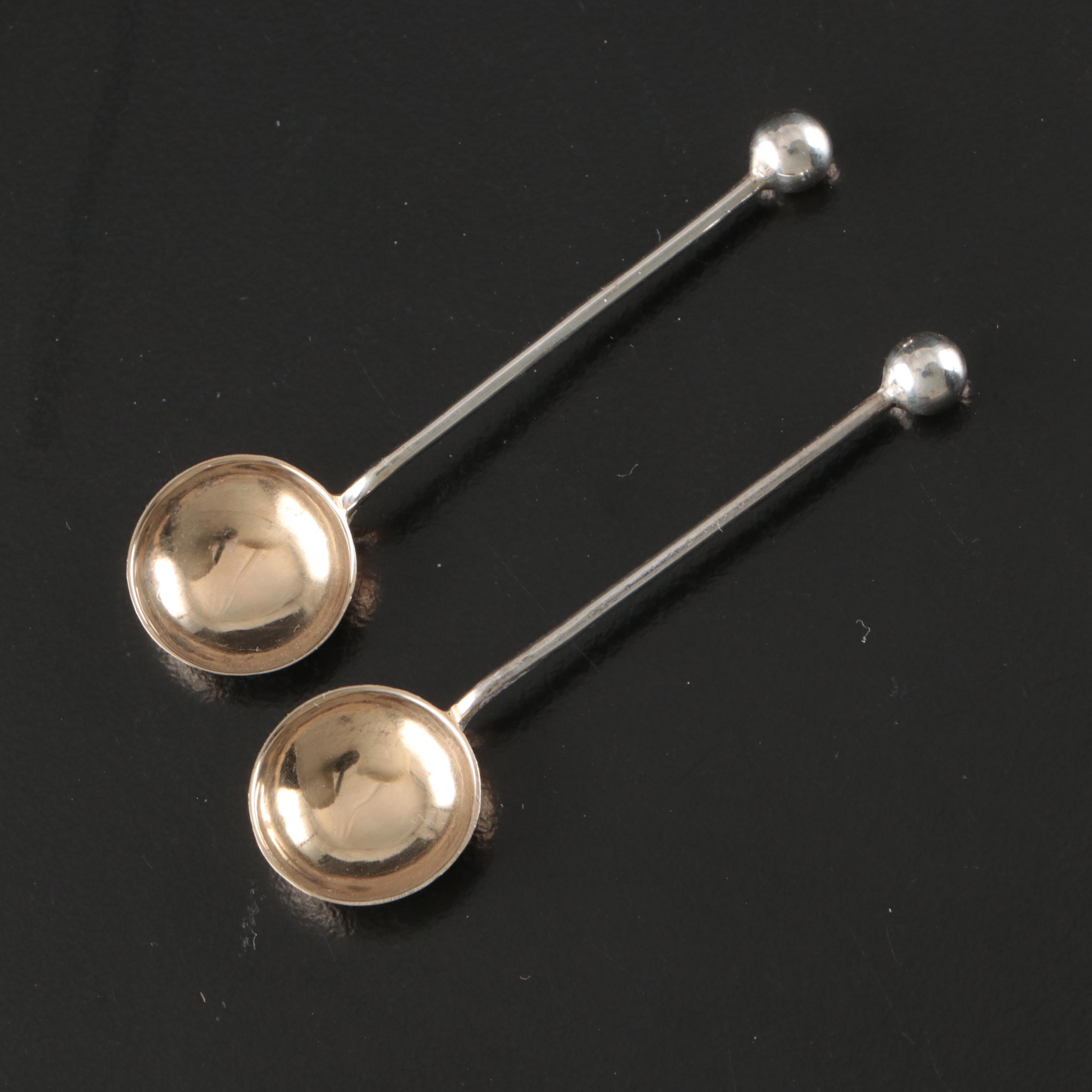 William Devenport Sterling Silver Salt Cellars and Spoons, Early 20th C.