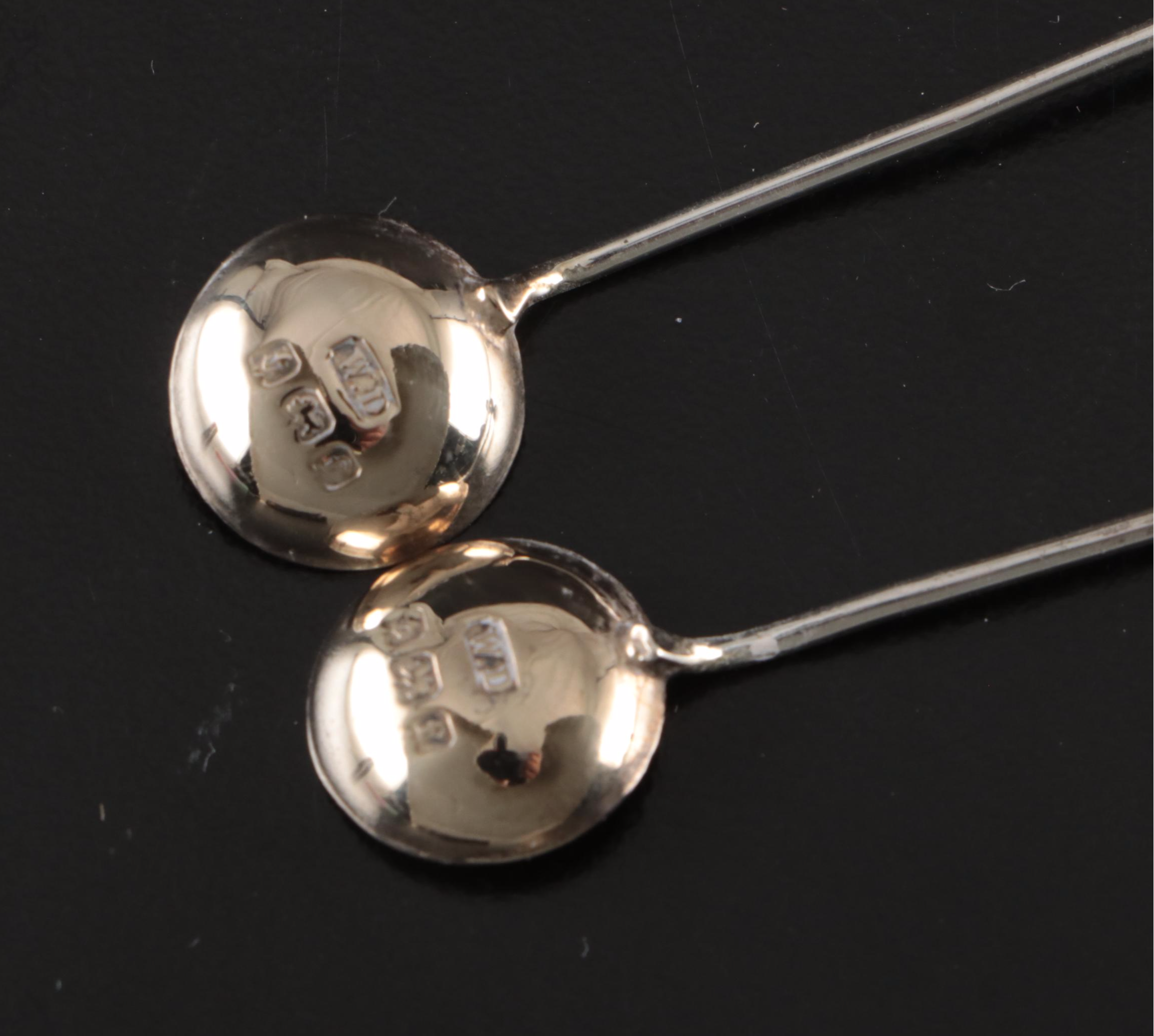 William Devenport Sterling Silver Salt Cellars and Spoons, Early 20th C.