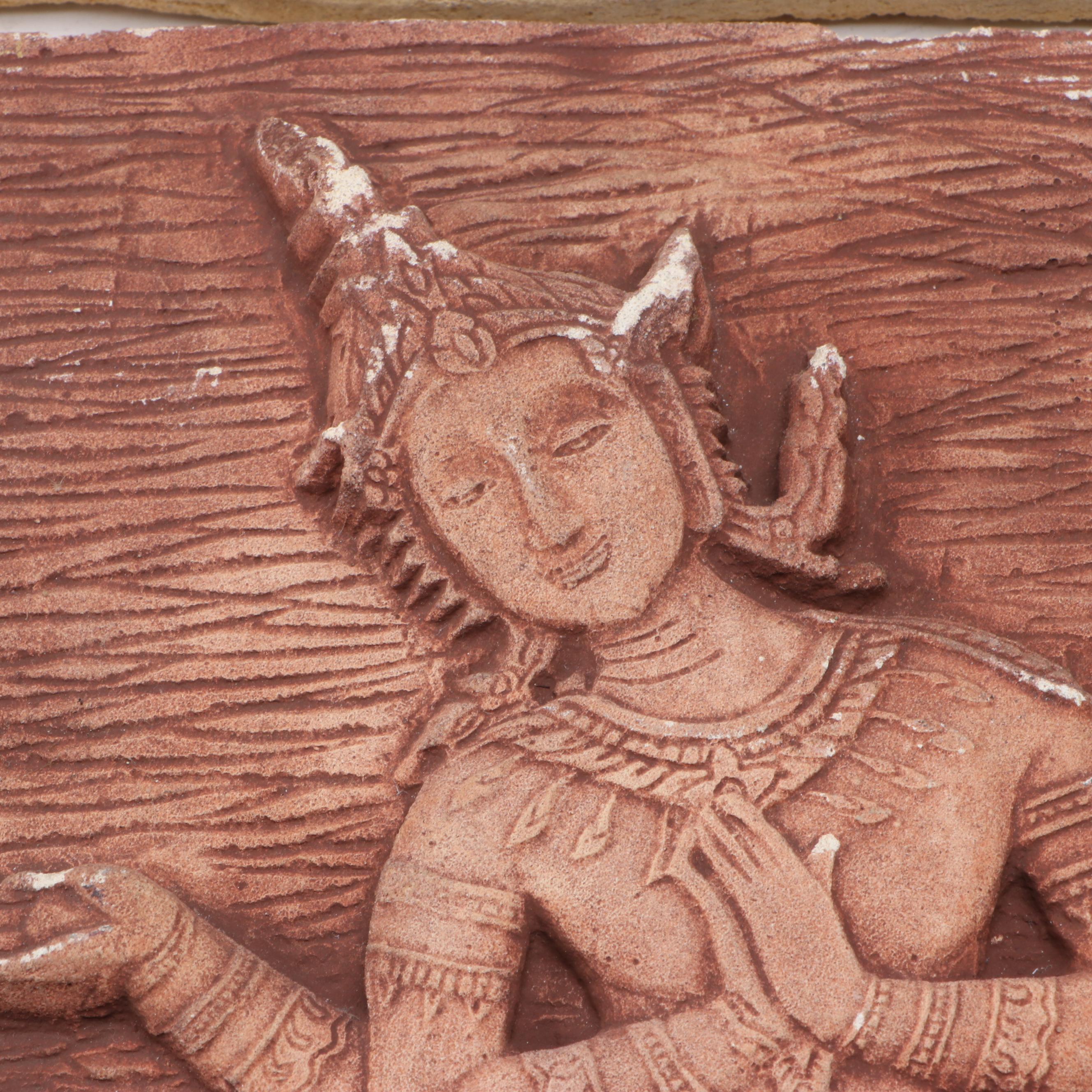 Thai Buddhist Molded Ceramic Wall Plaques