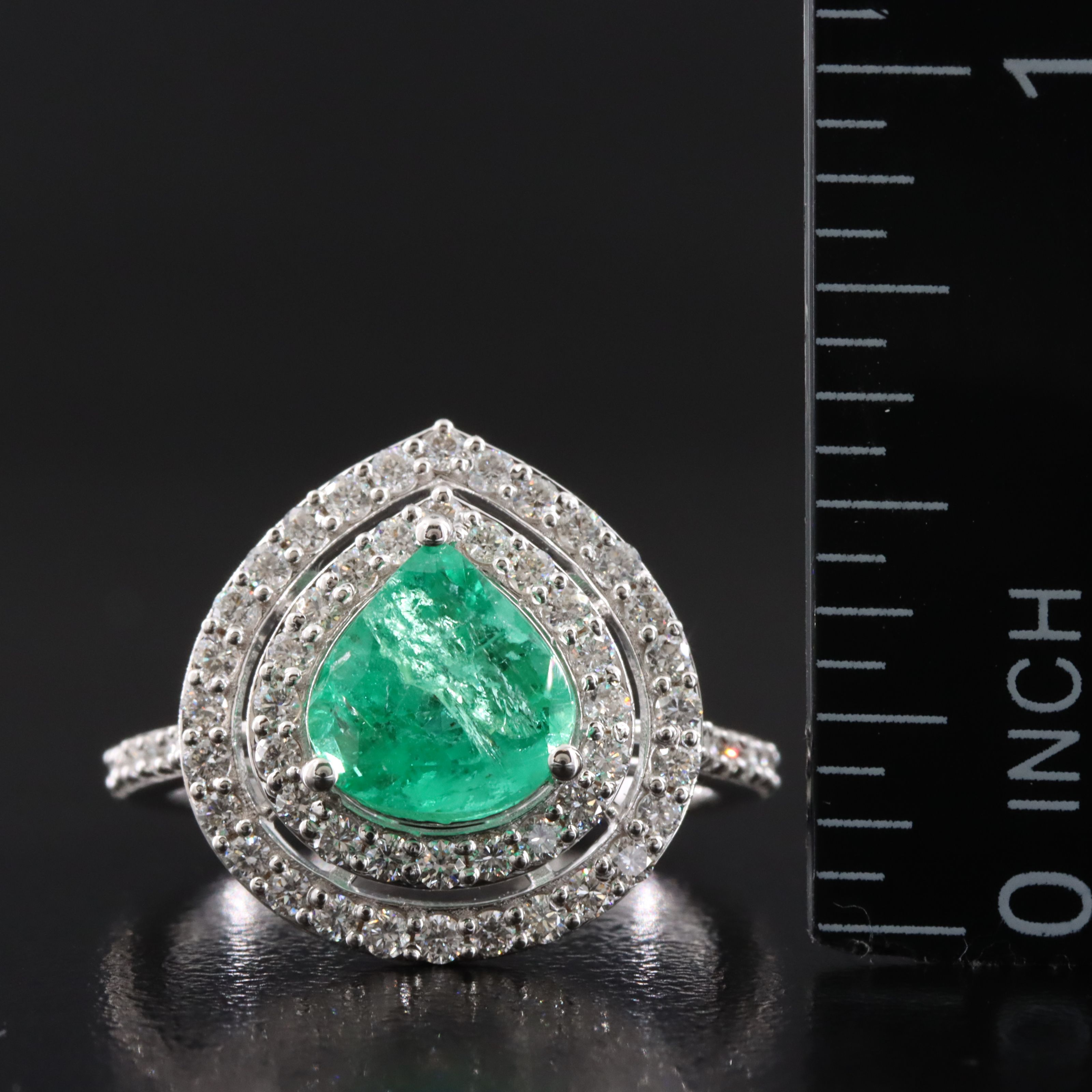 18K 1.50 CT Emerald and Diamond Ring
