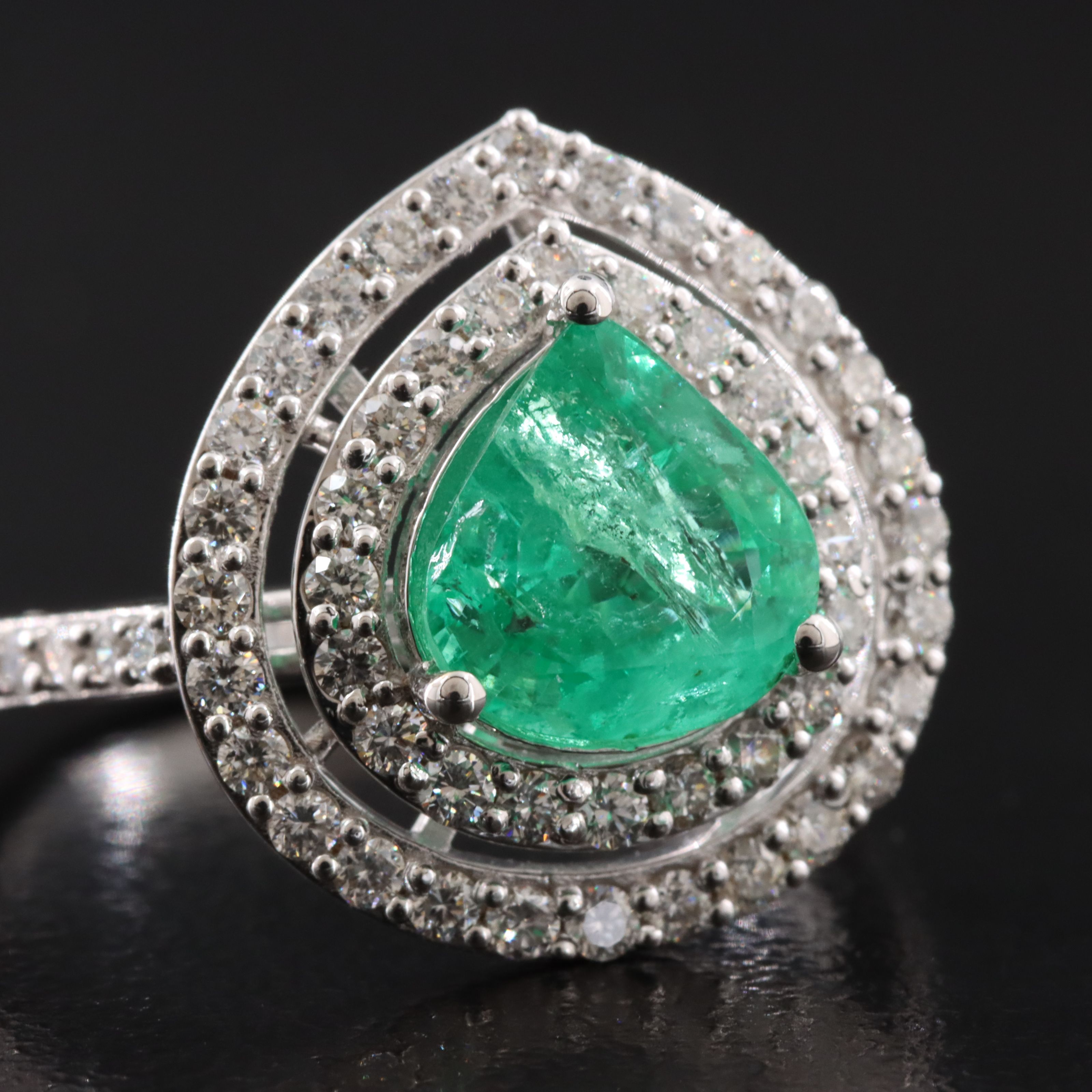 18K 1.50 CT Emerald and Diamond Ring