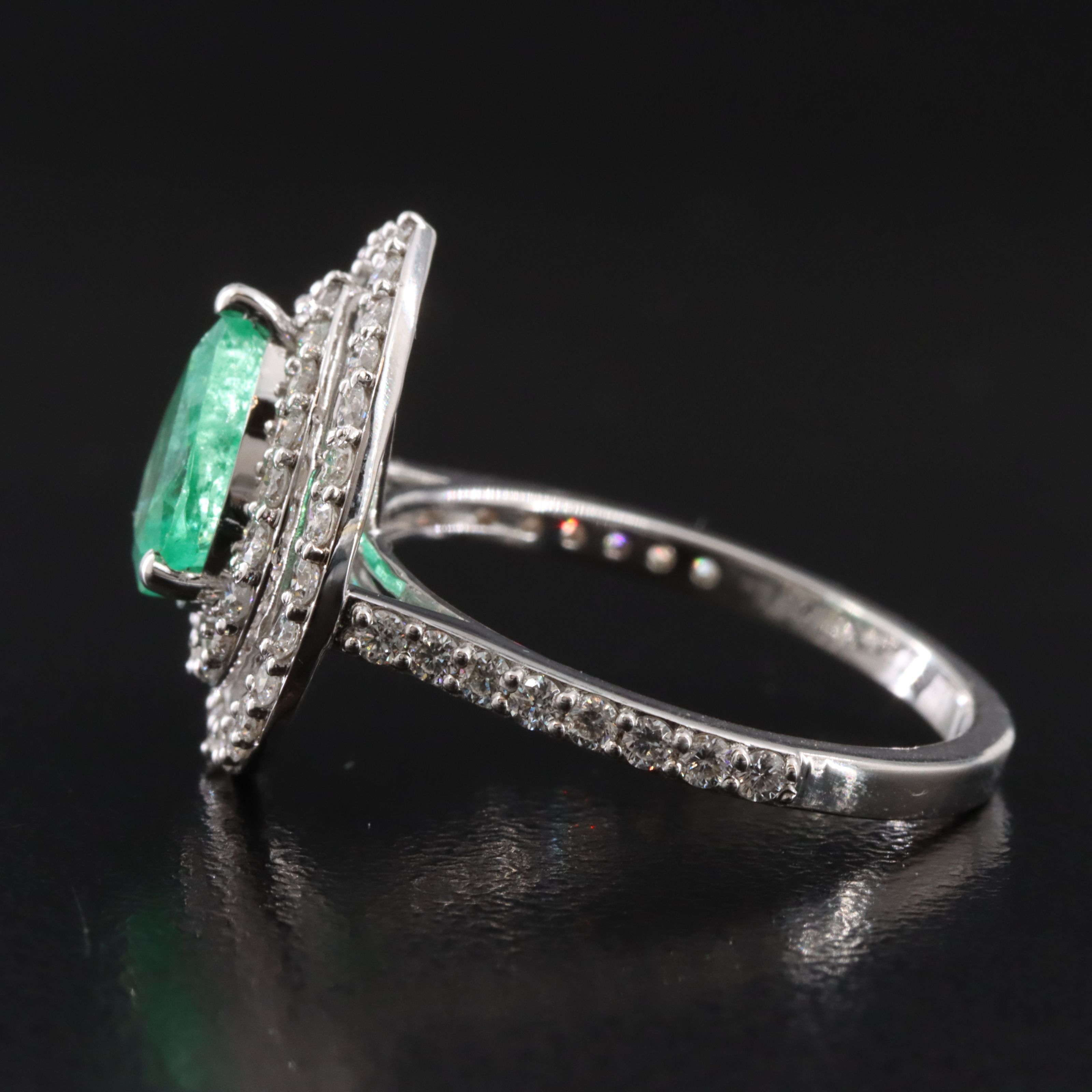 18K 1.50 CT Emerald and Diamond Ring