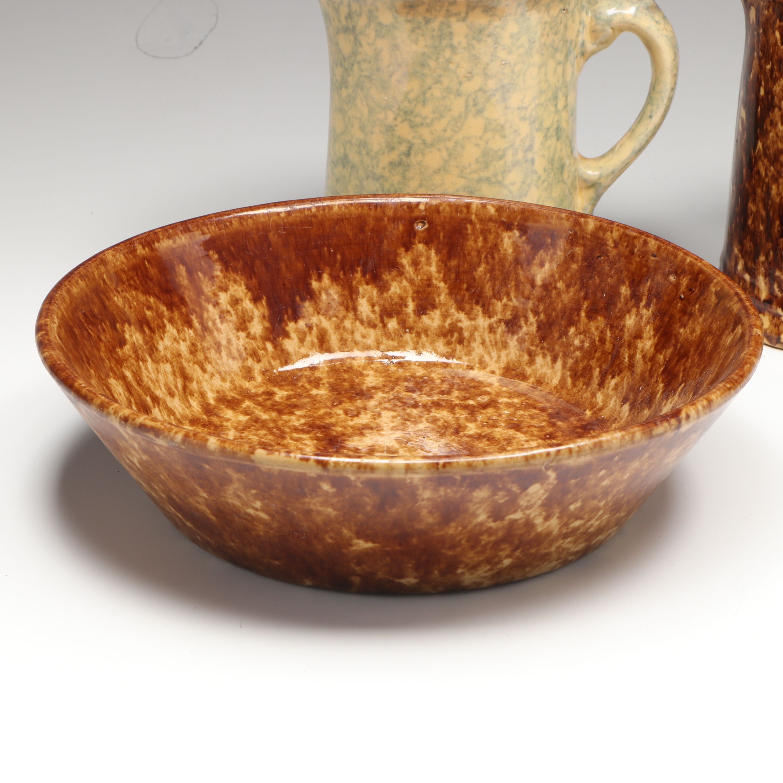 Art Pottery Speckle Pitchers and Bowls