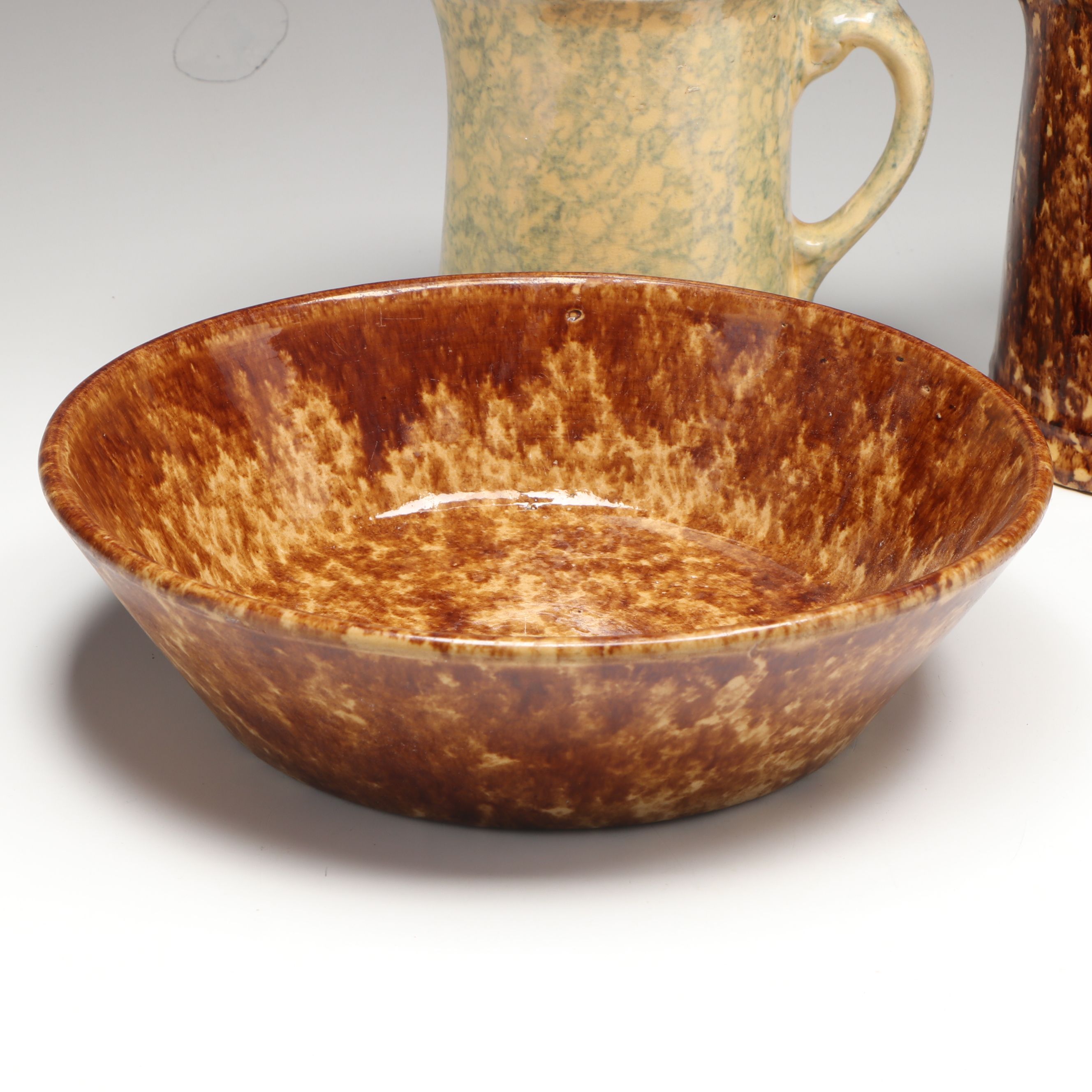 Art Pottery Speckle Pitchers and Bowls