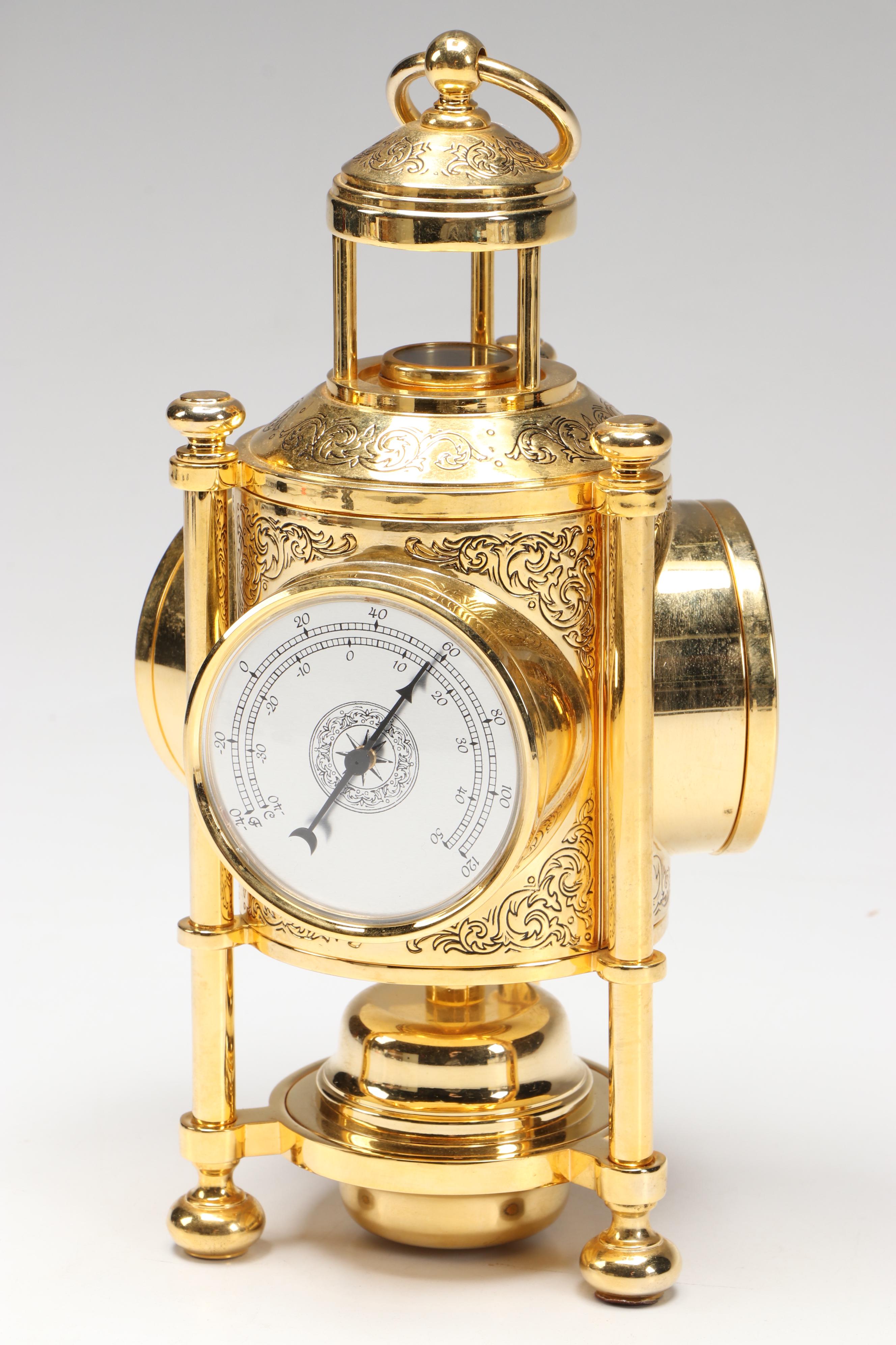 The Franklin Mint Gold Tone Meteorological Lantern Clock