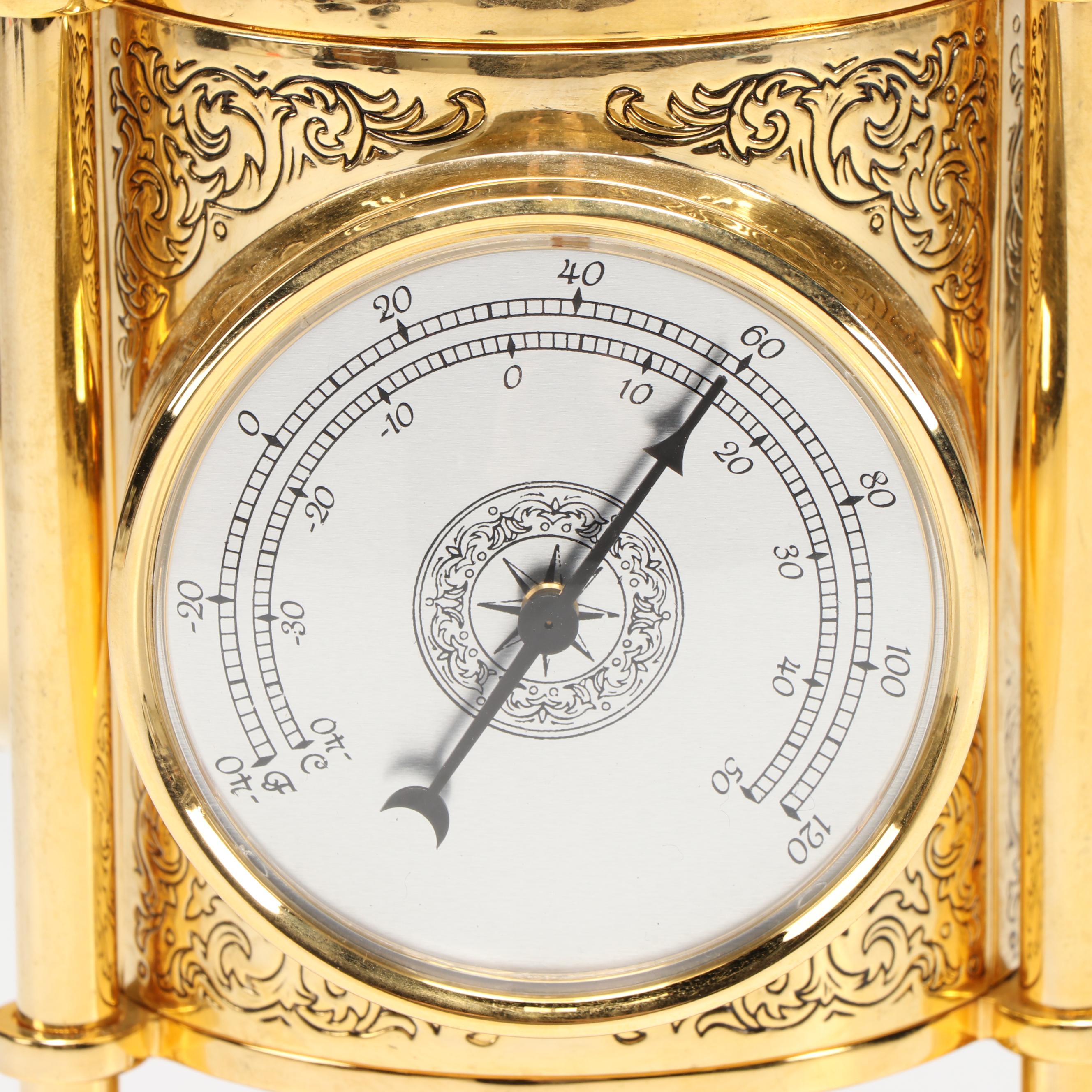 The Franklin Mint Gold Tone Meteorological Lantern Clock