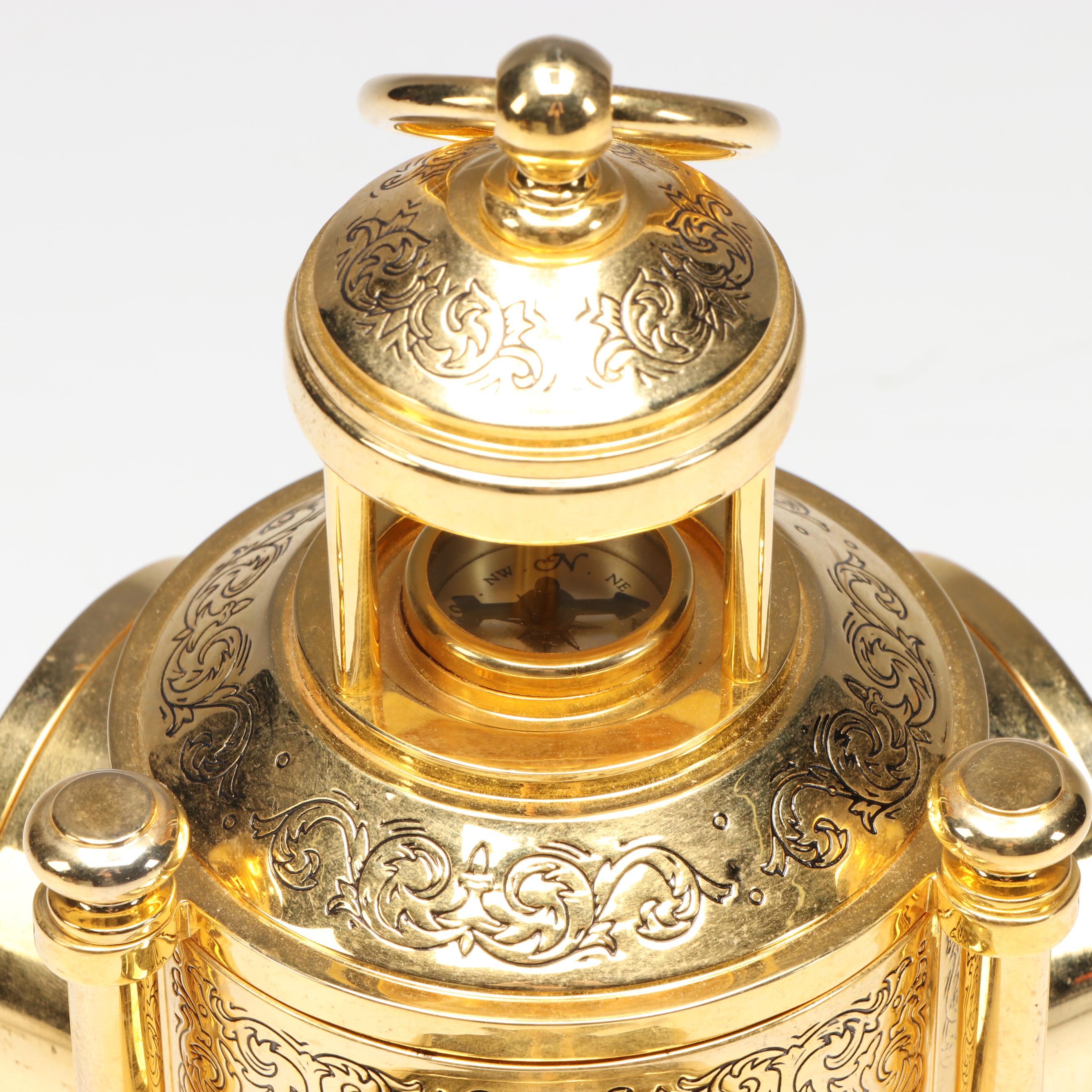 The Franklin Mint Gold Tone Meteorological Lantern Clock