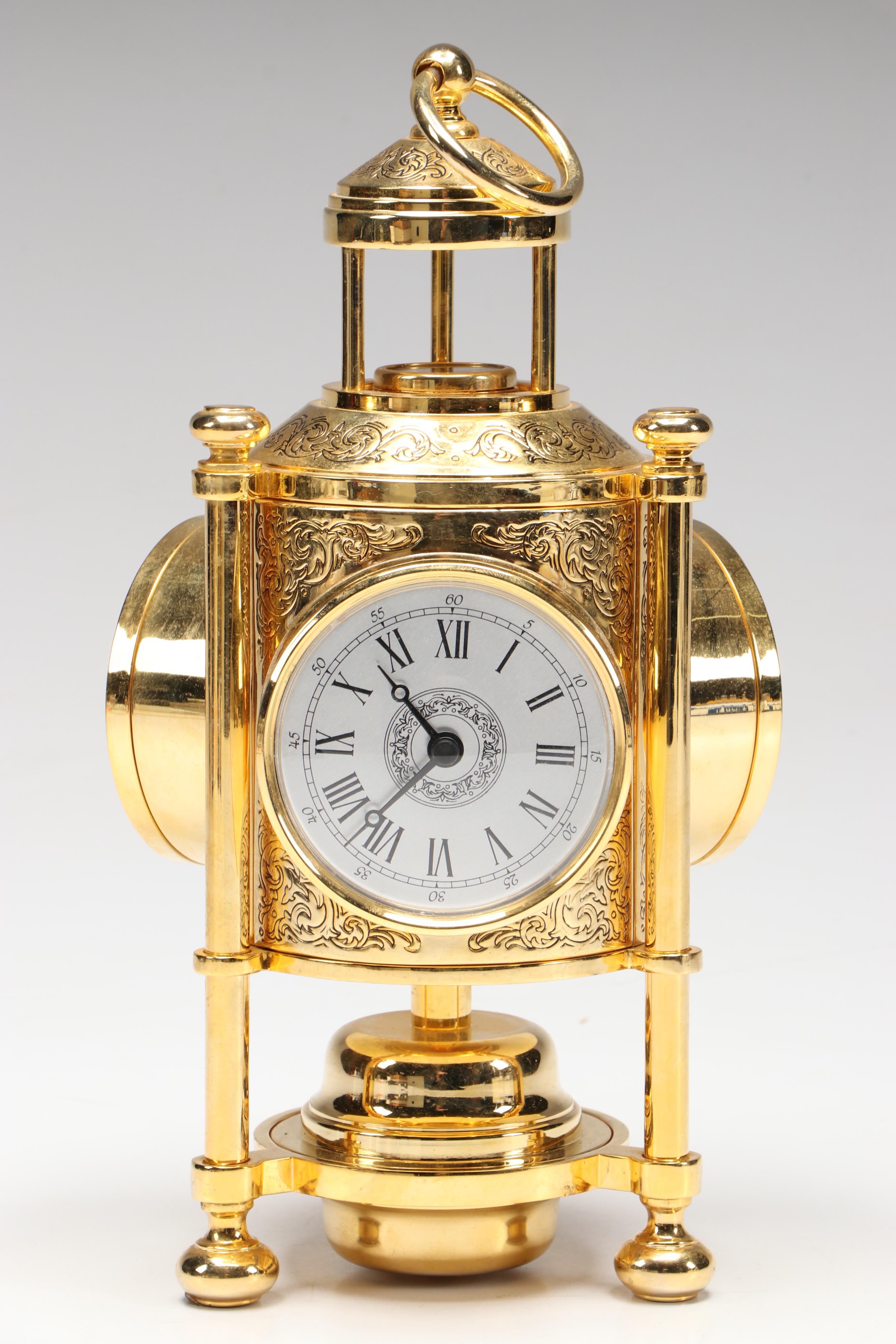 The Franklin Mint Gold Tone Meteorological Lantern Clock