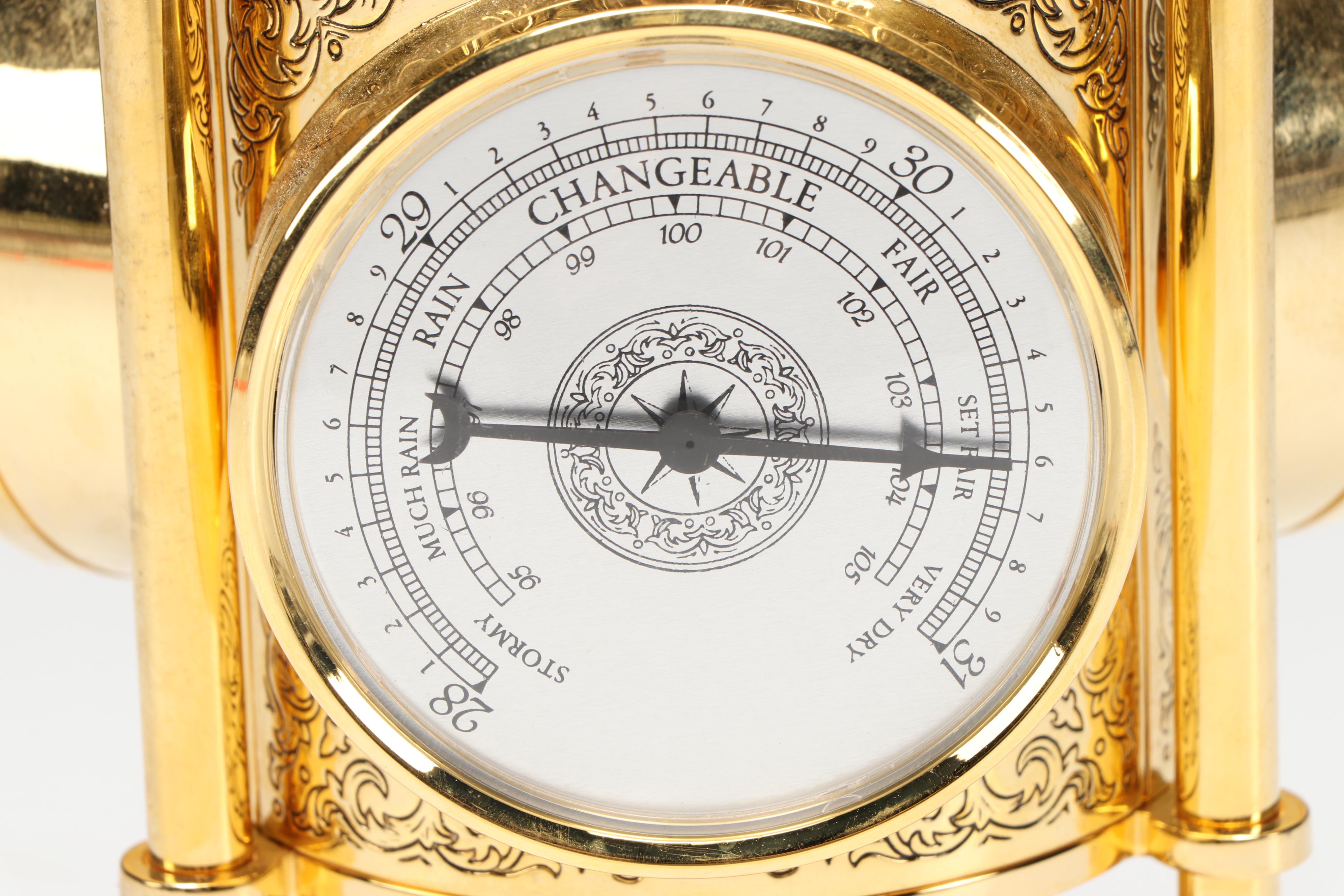 The Franklin Mint Gold Tone Meteorological Lantern Clock