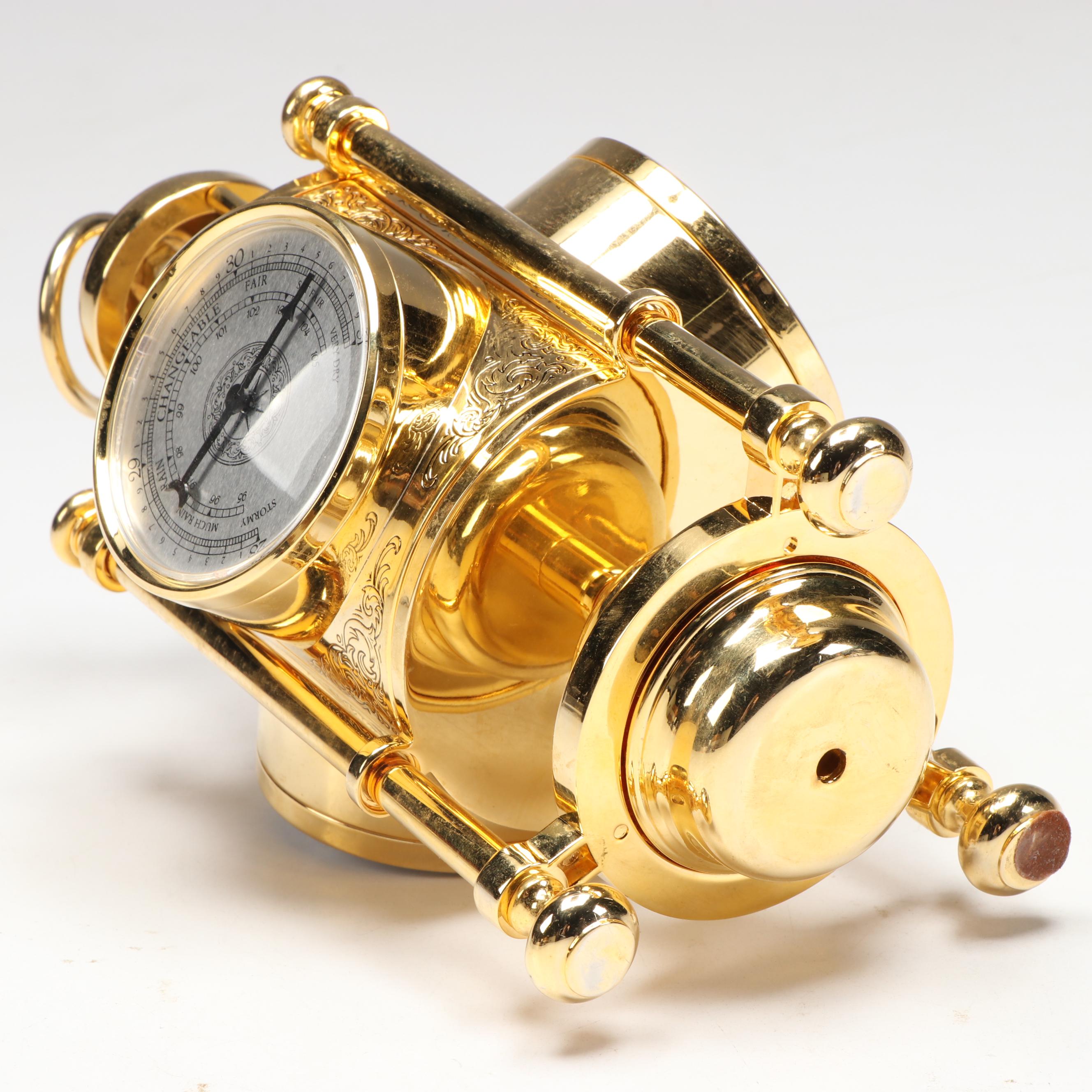 The Franklin Mint Gold Tone Meteorological Lantern Clock