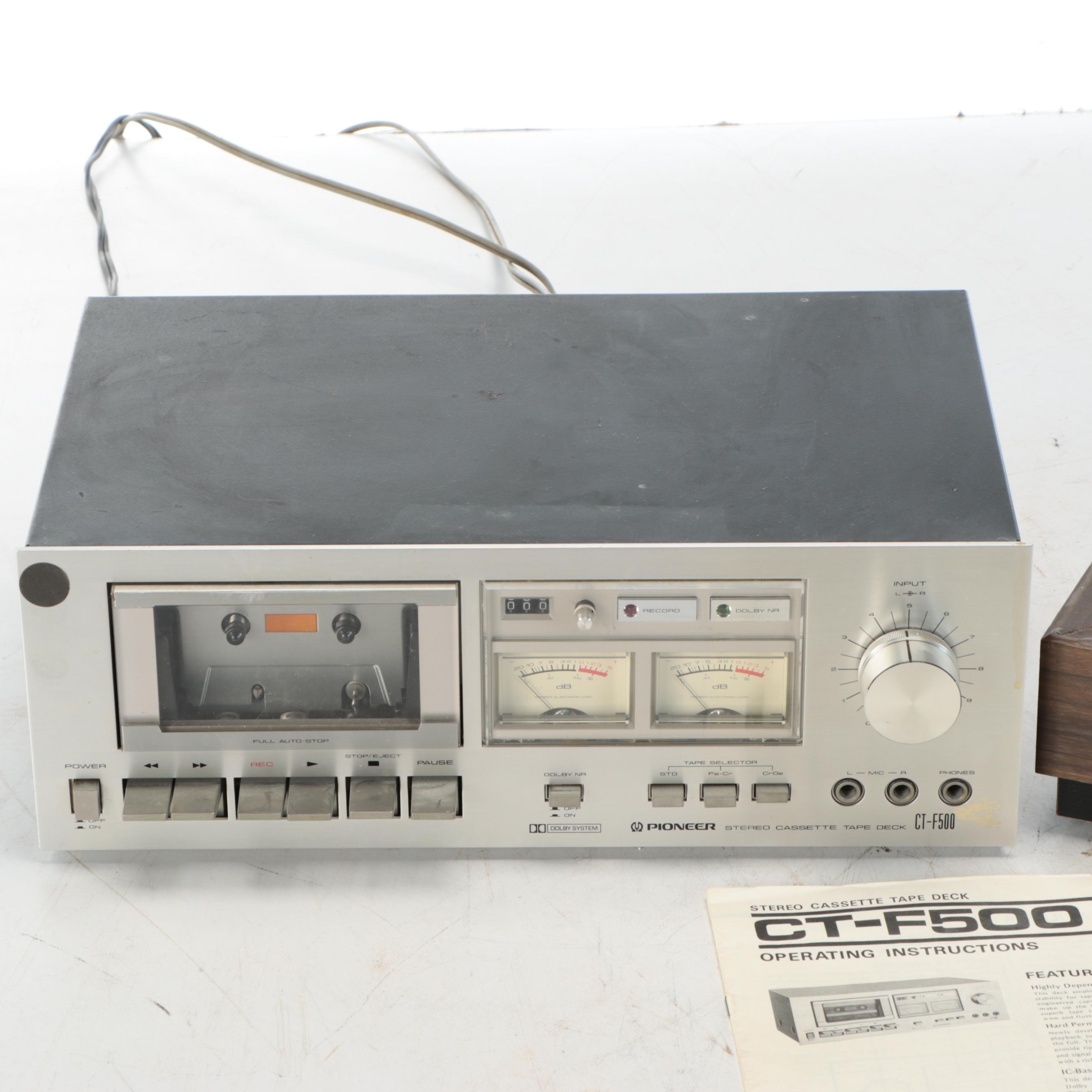 Pioneer Cassette Tape Deck With Project/One Turntable
