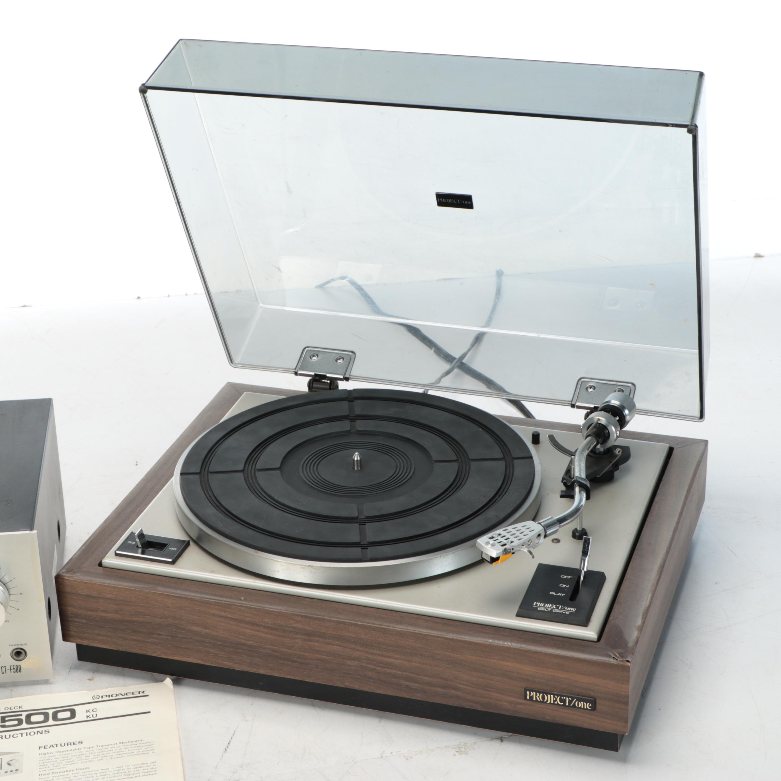 Pioneer Cassette Tape Deck With Project/One Turntable