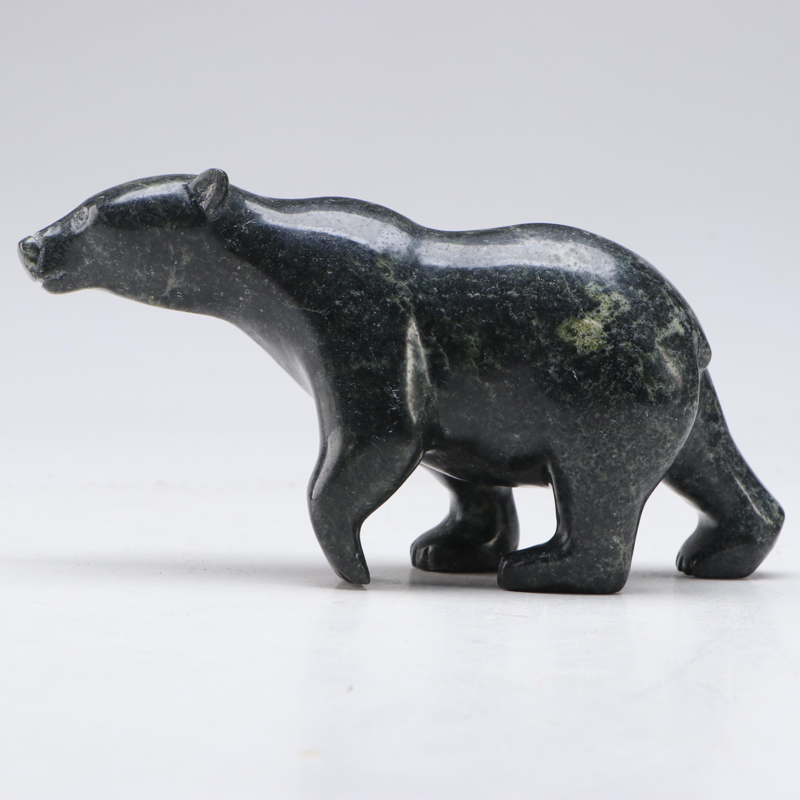 Inuit Carved Soapstone Bear Figure