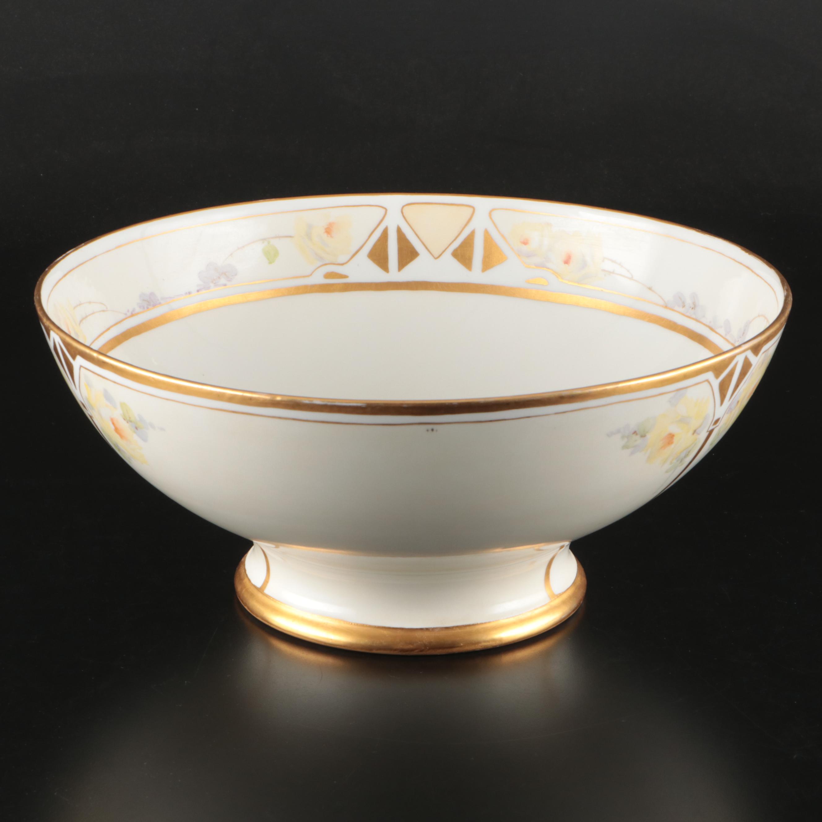 French Limoges Gilt Porcelain Footed Centerpiece