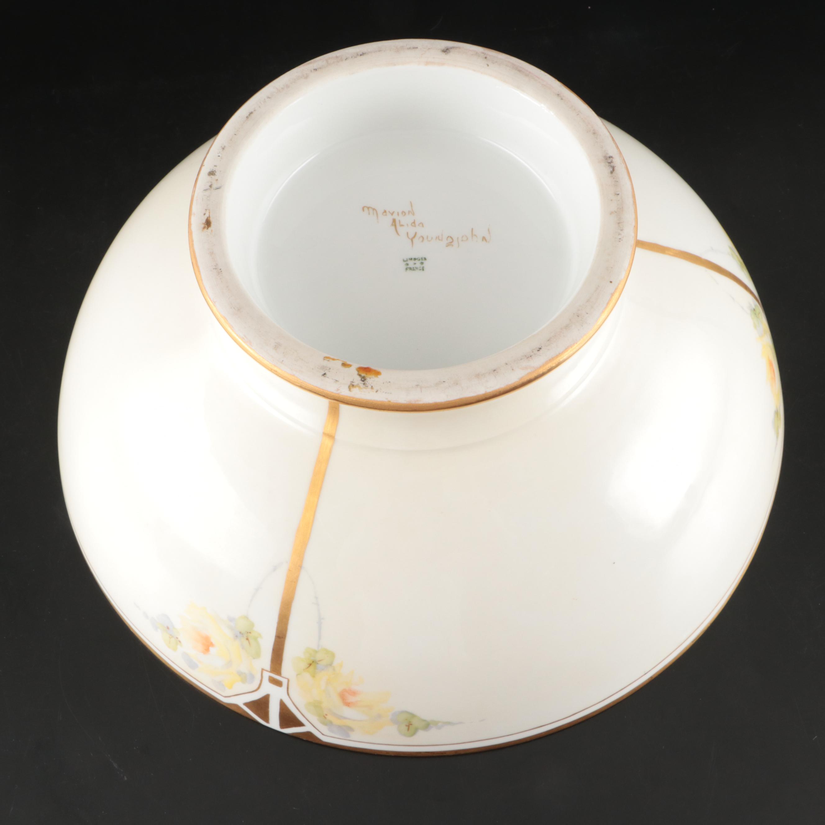 French Limoges Gilt Porcelain Footed Centerpiece