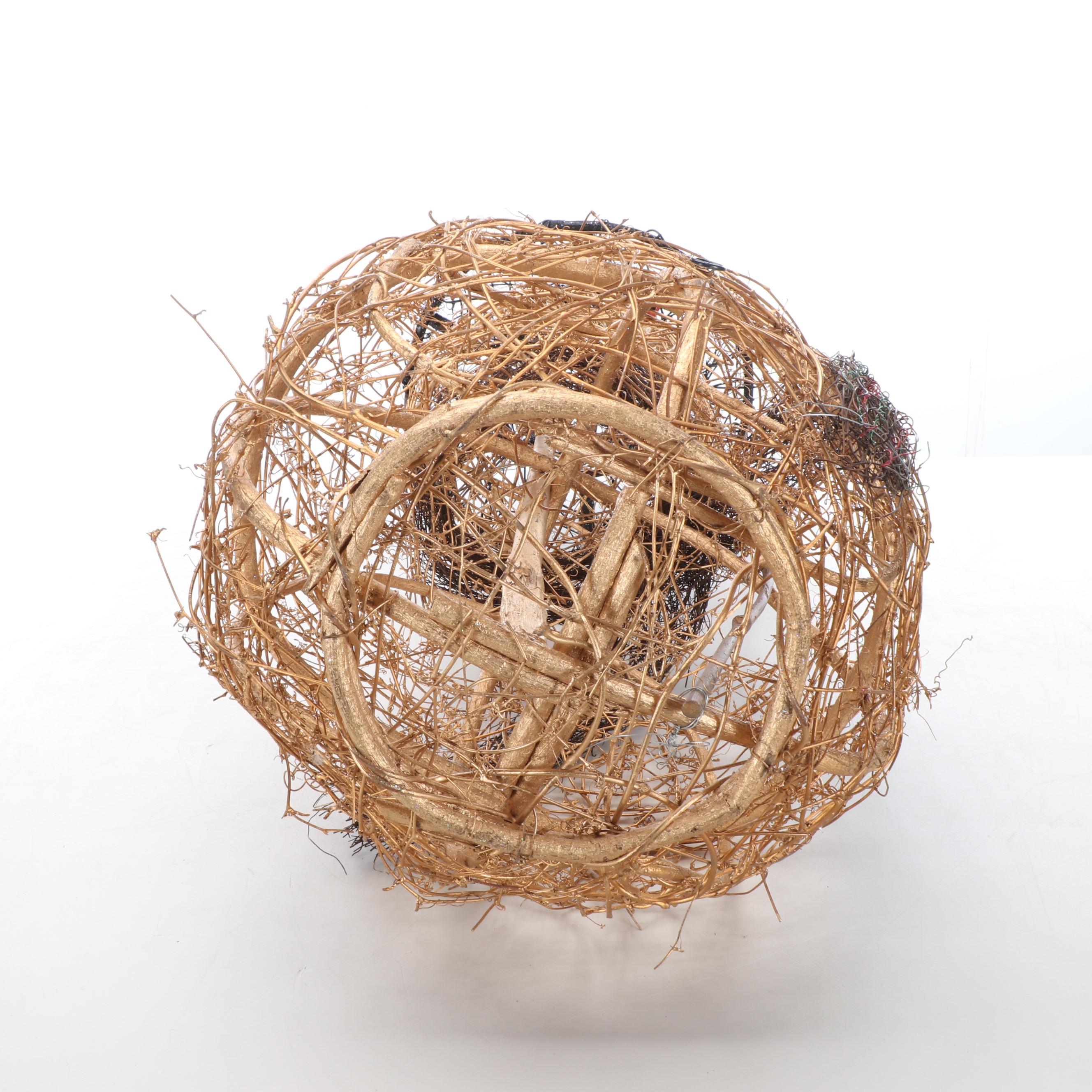 Woven Rattan Snowman Sculpture