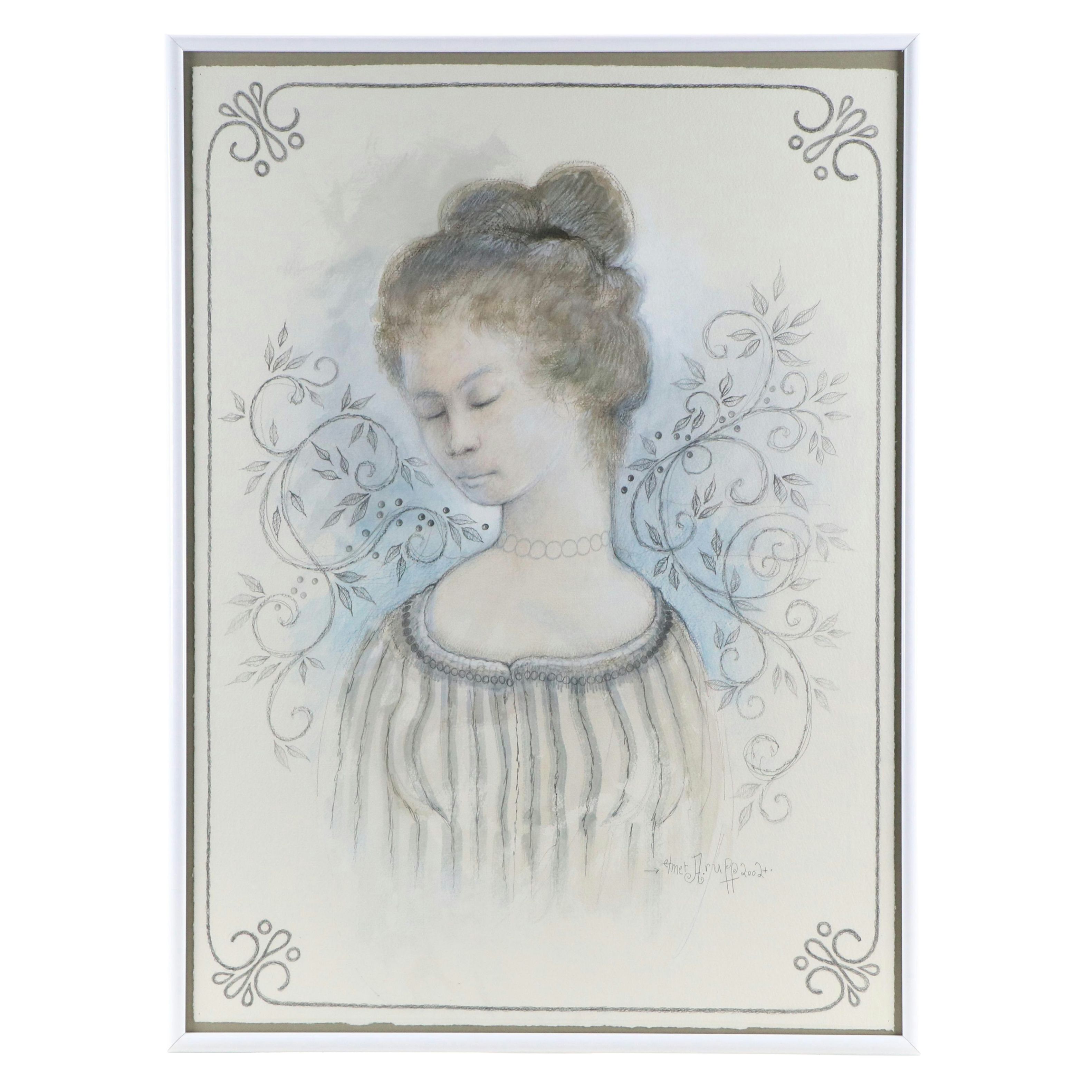 Elmer Ruff Half-Length Portrait Drawing, 2002