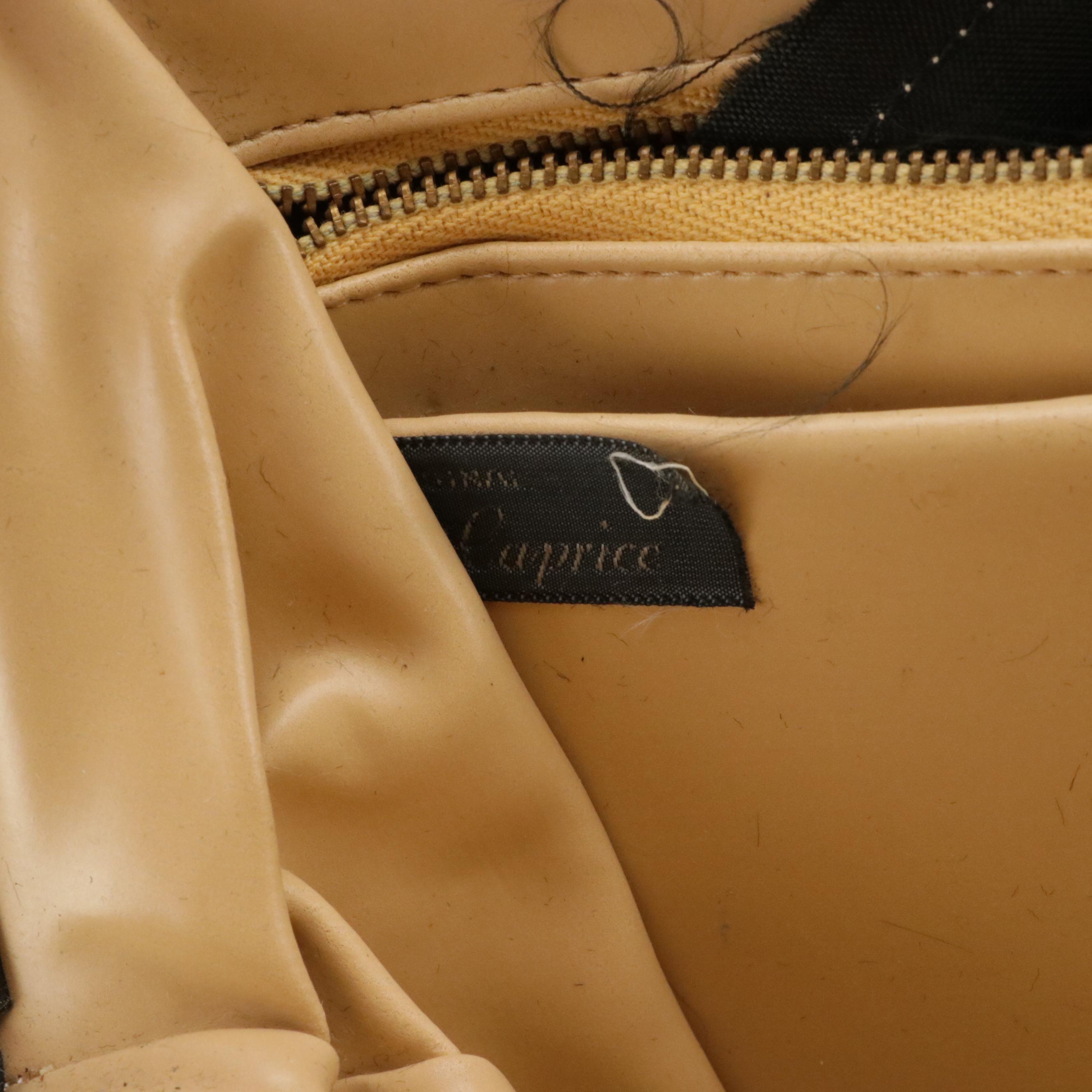 Caprice and HL Black Floral Needlepoint & Leather Handbag W/ Other Evening Bags