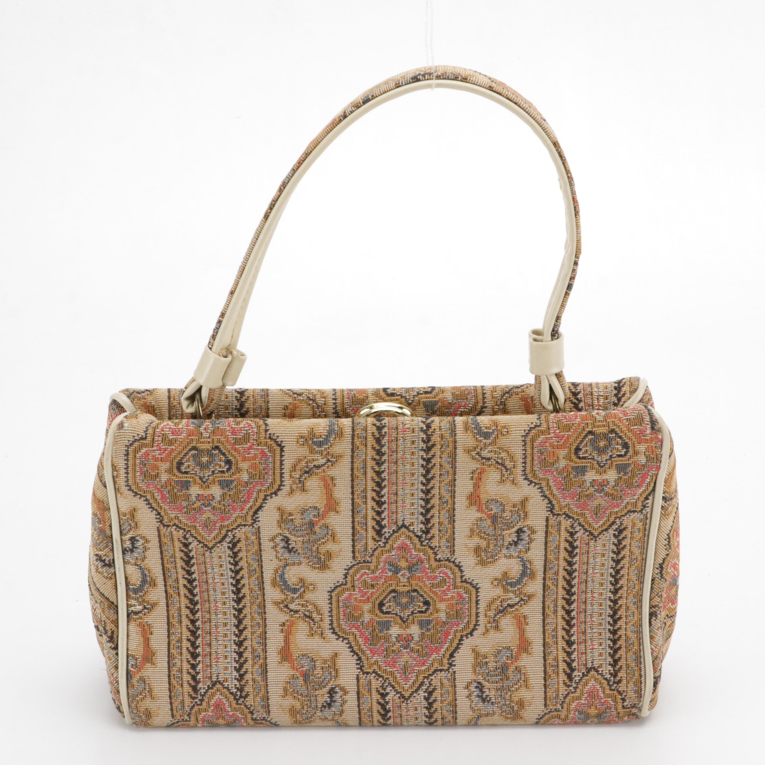 Caprice and HL Black Floral Needlepoint & Leather Handbag W/ Other Evening Bags