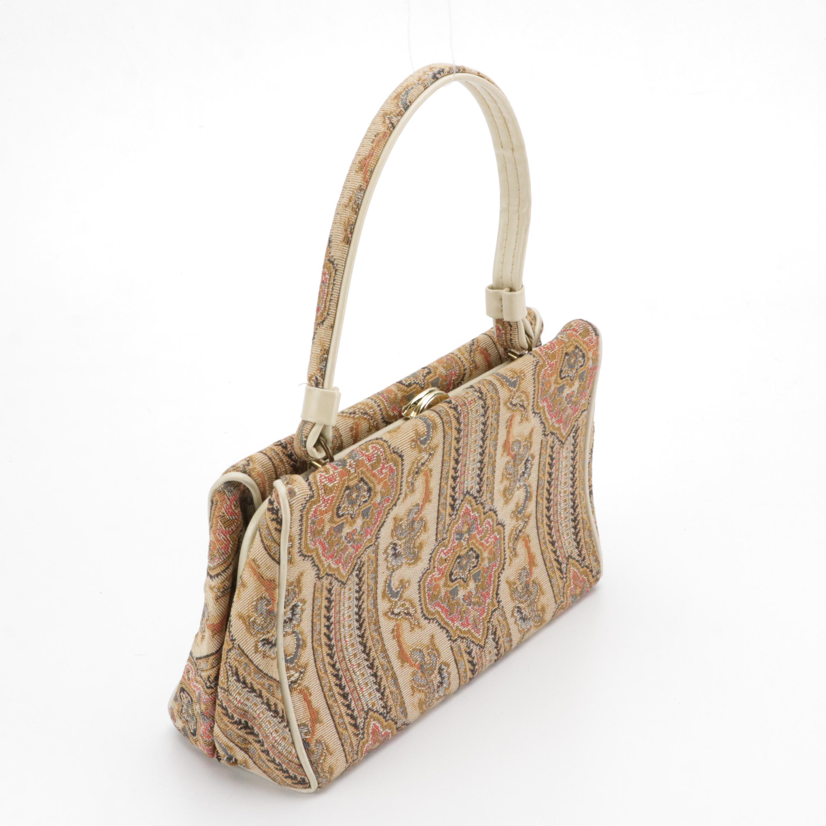 Caprice and HL Black Floral Needlepoint & Leather Handbag W/ Other Evening Bags