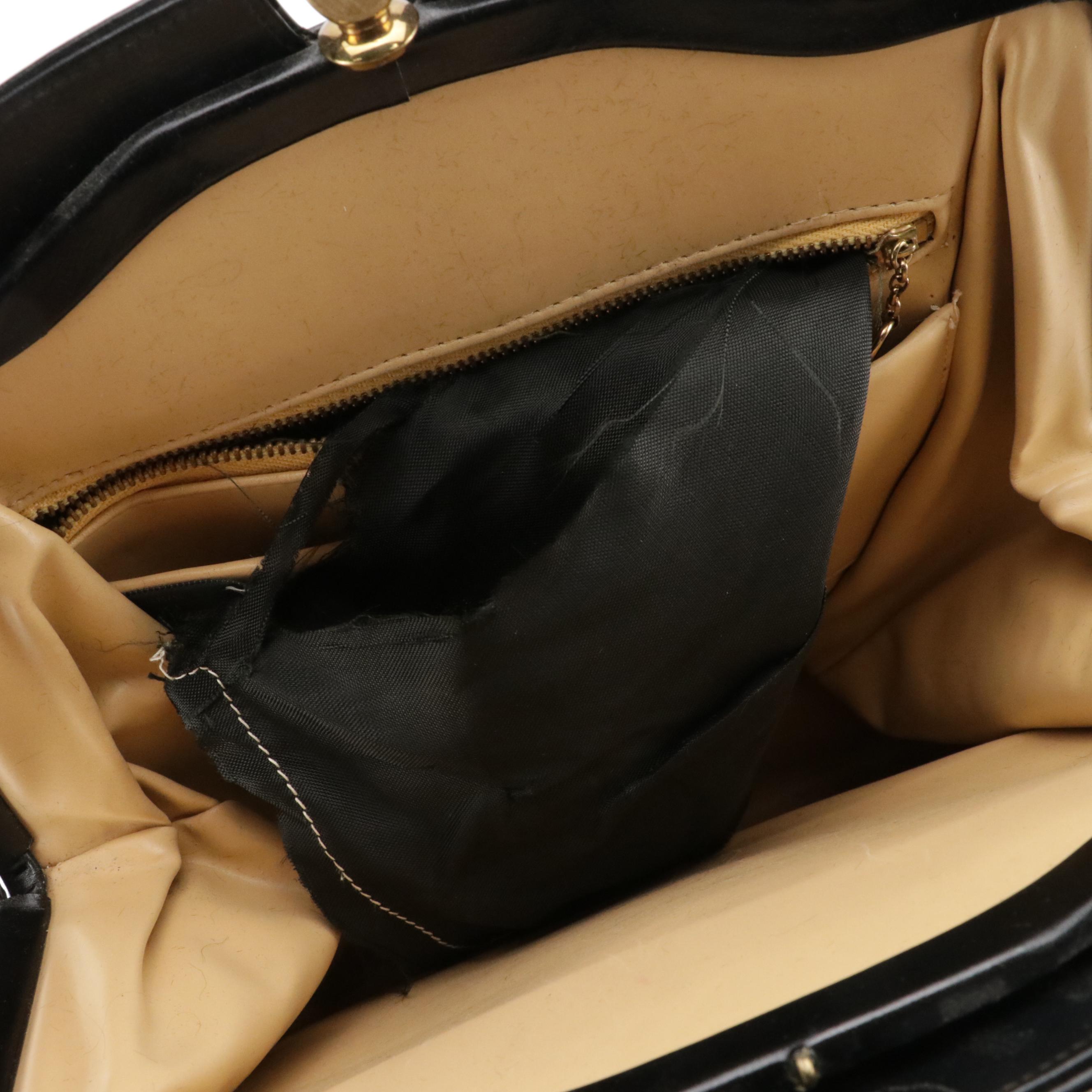 Caprice and HL Black Floral Needlepoint & Leather Handbag W/ Other Evening Bags