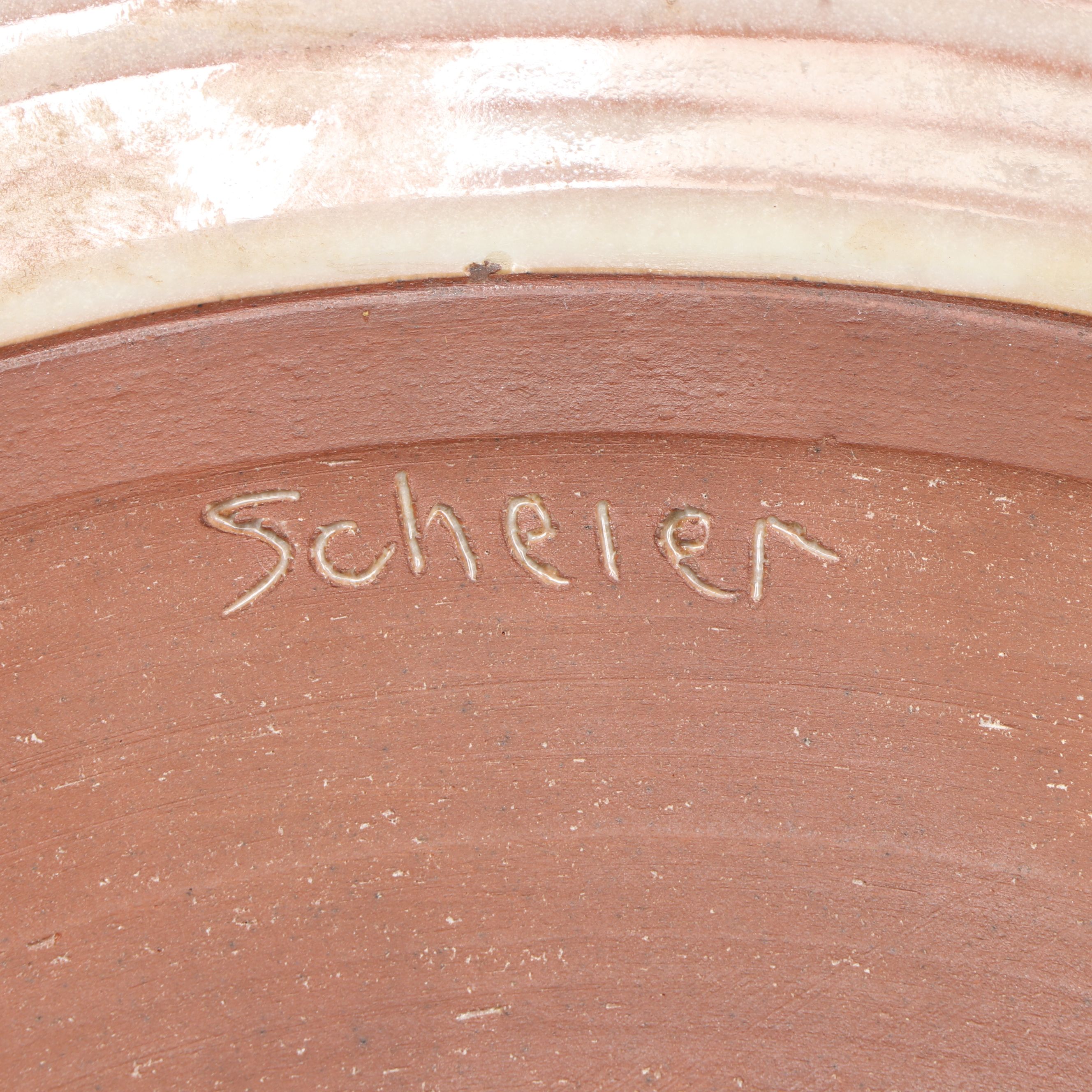 Artist Signed Wheel Thrown Art Pottery Platter and Flameware Pan