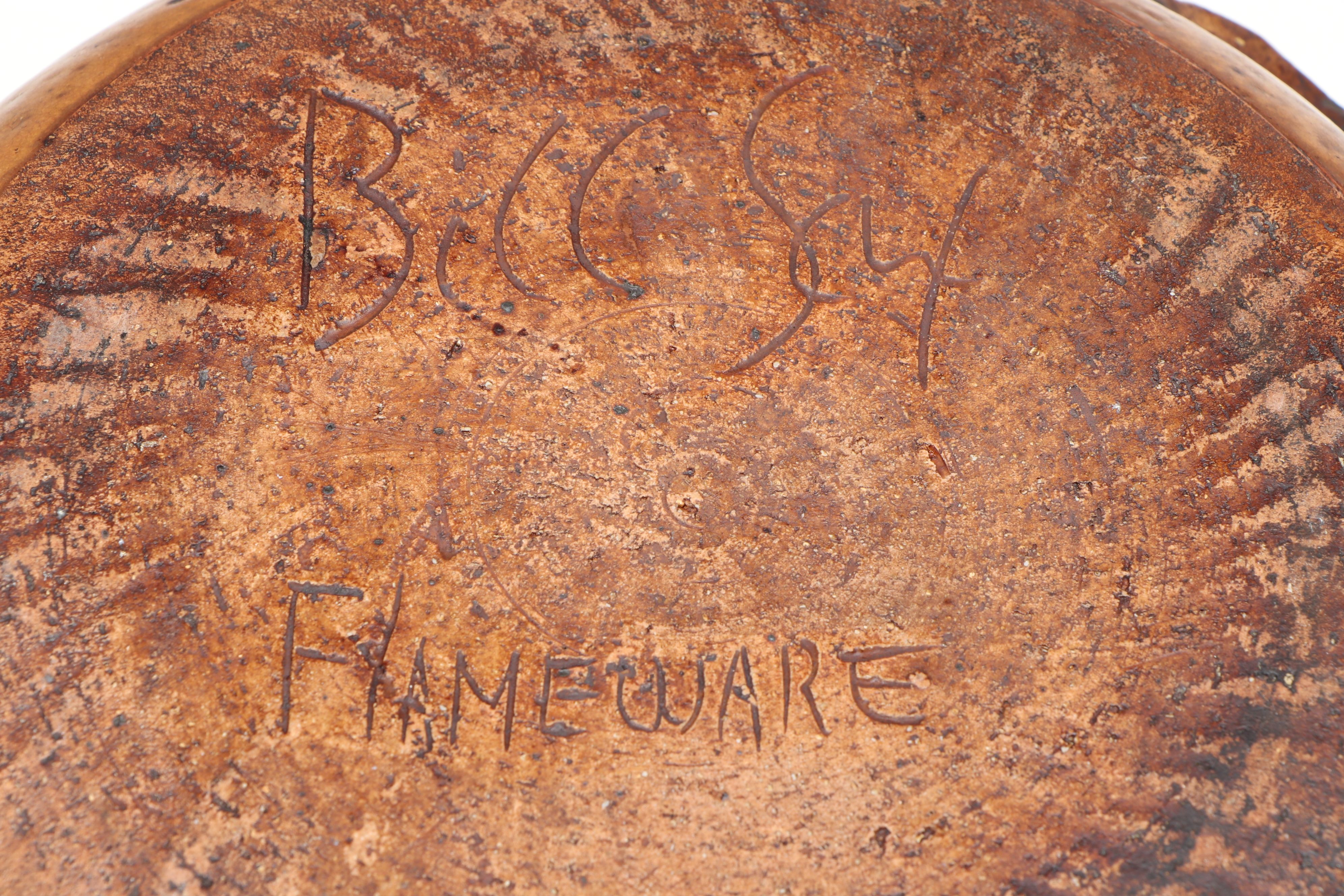 Artist Signed Wheel Thrown Art Pottery Platter and Flameware Pan