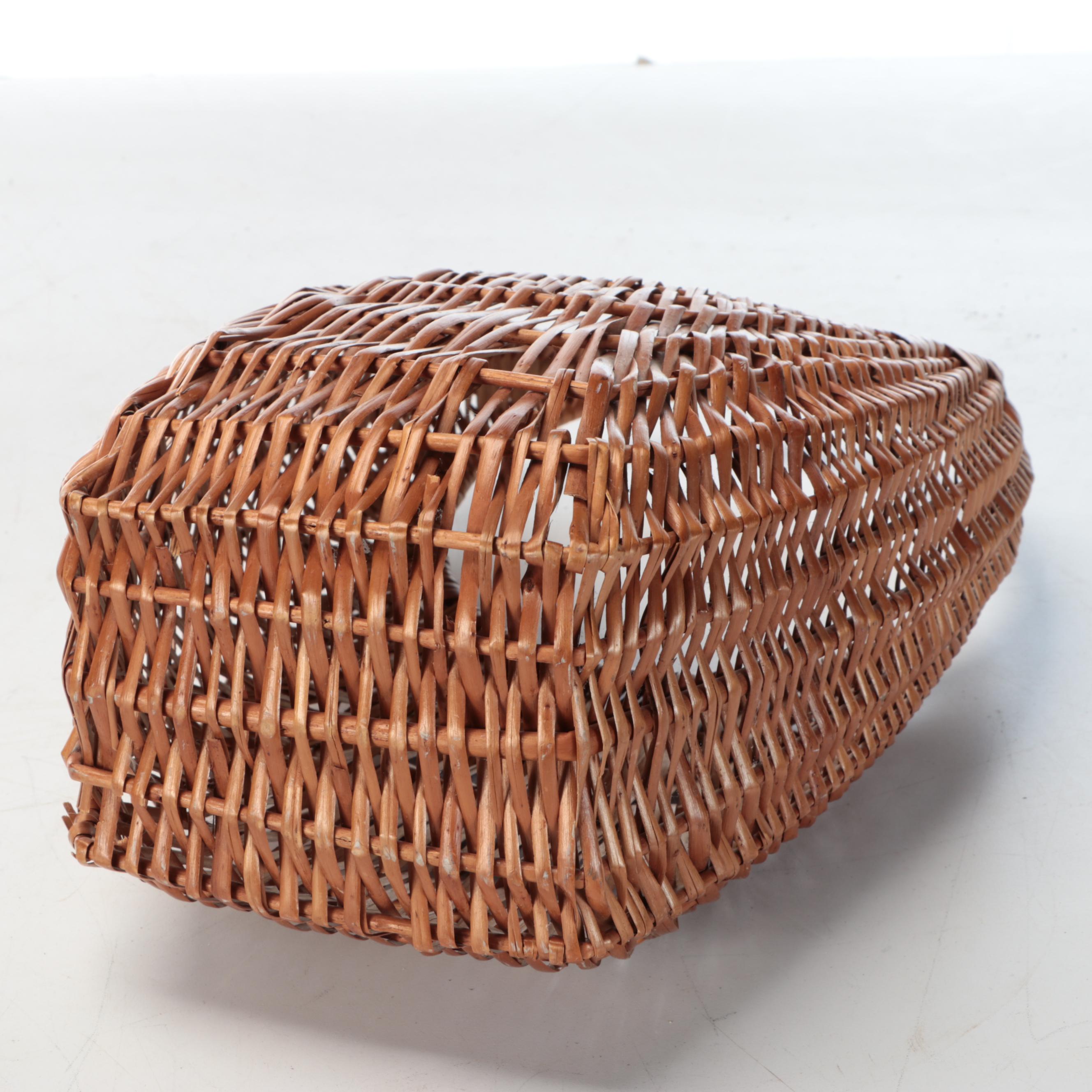 Woven Wood Handled Baskets with Collapsible Net Basket