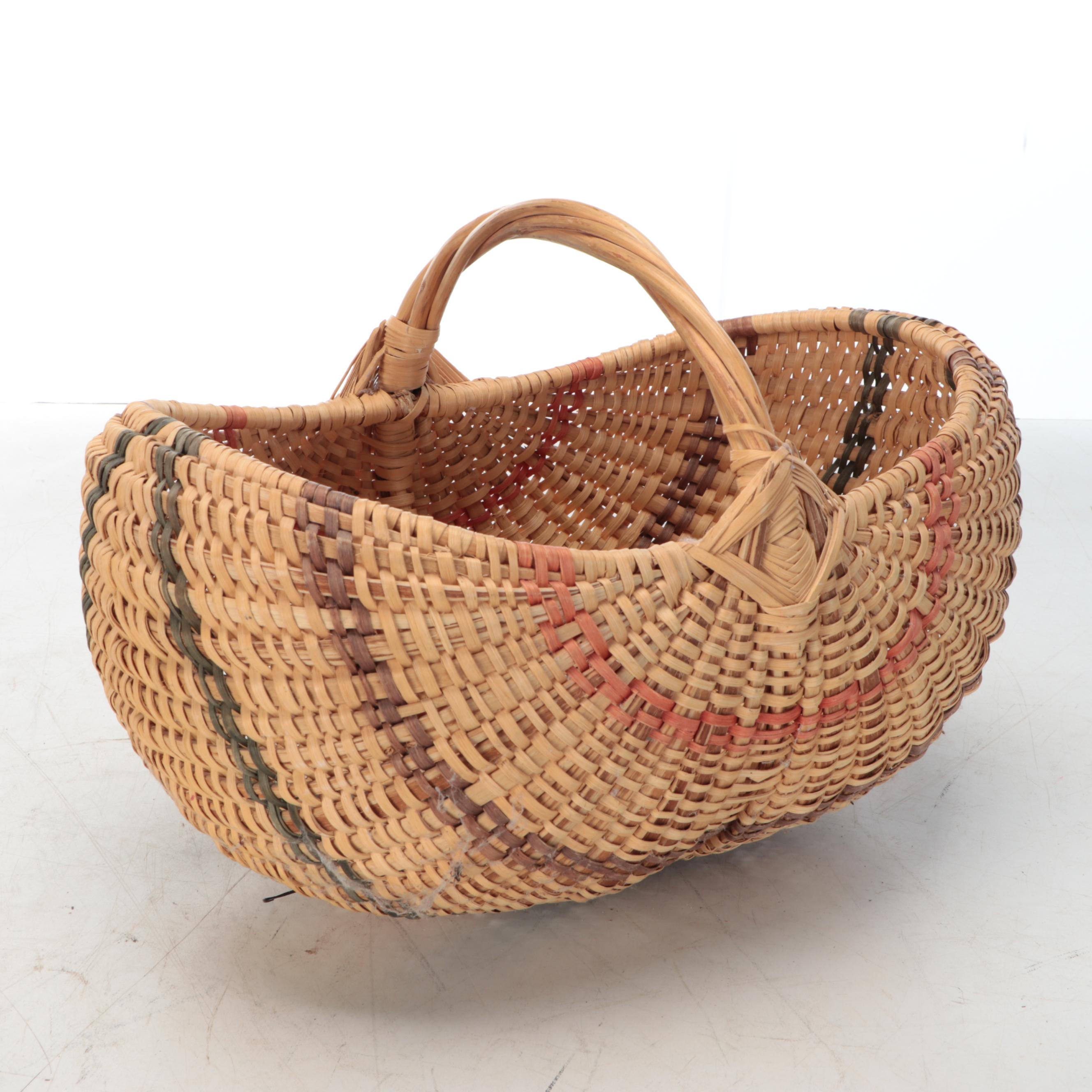 Woven Wood Handled Baskets with Collapsible Net Basket