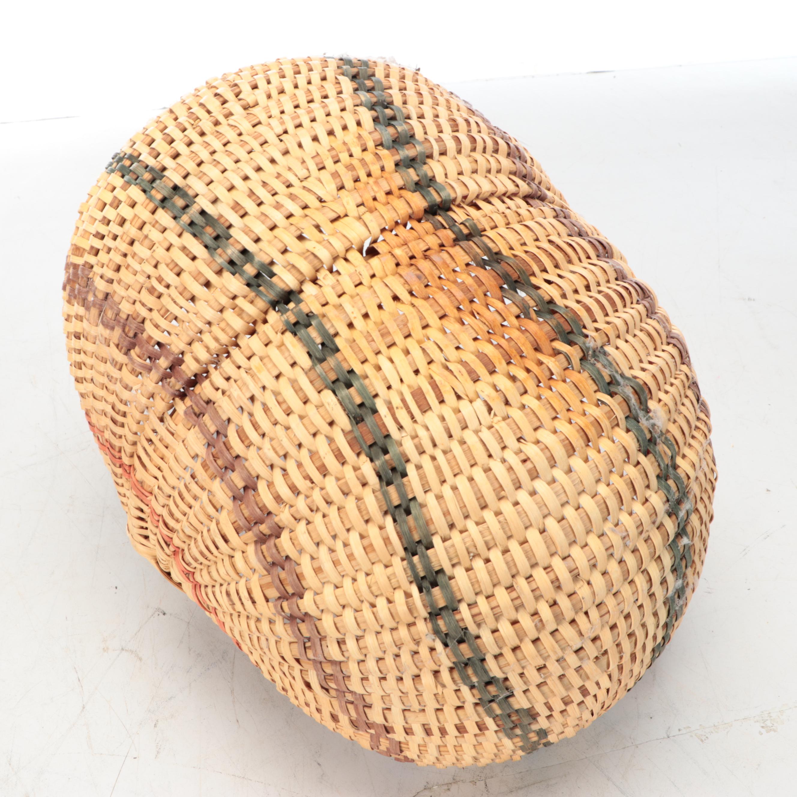 Woven Wood Handled Baskets with Collapsible Net Basket