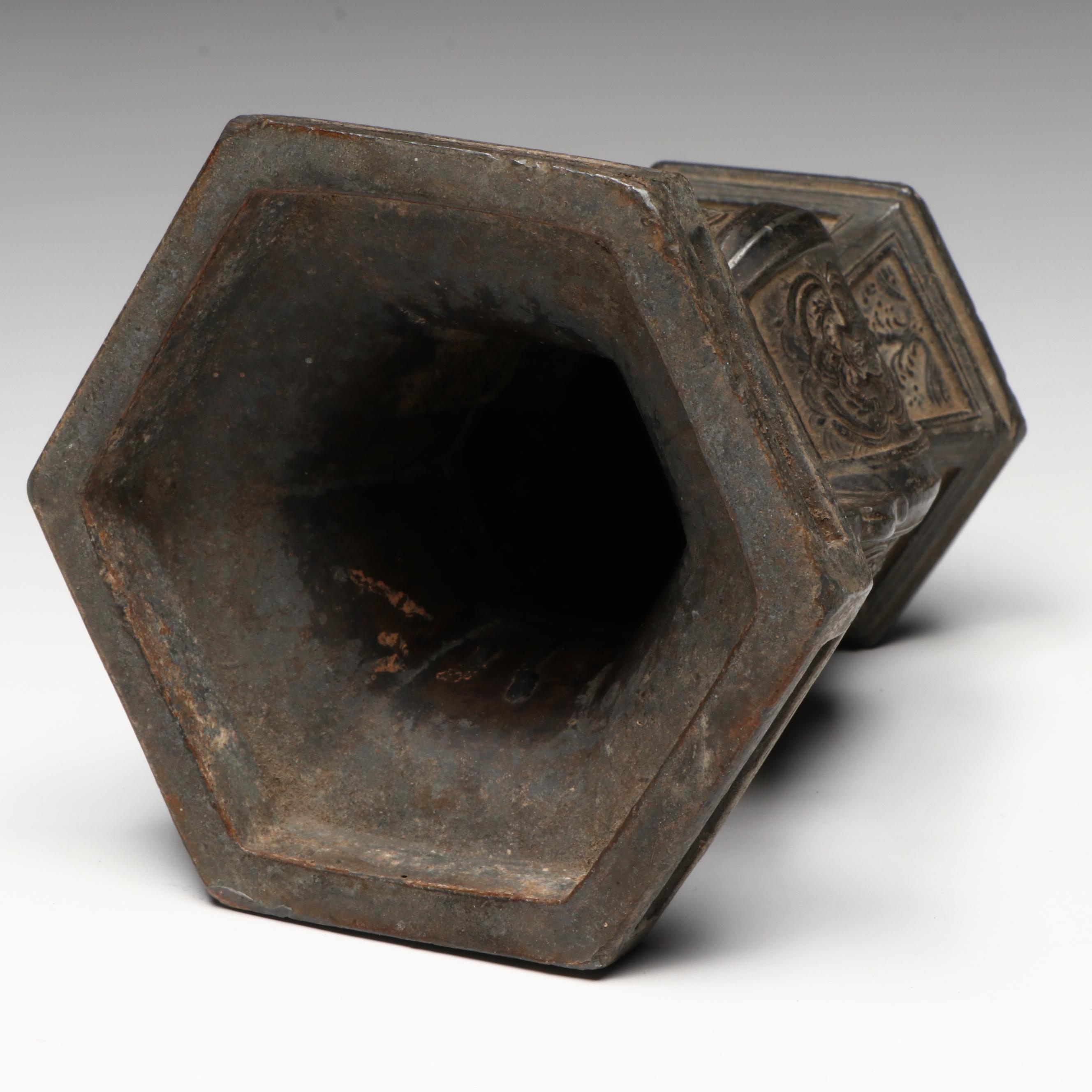 Chinese Tang Dynasty Bronze Fanghu Hexagonal Vase