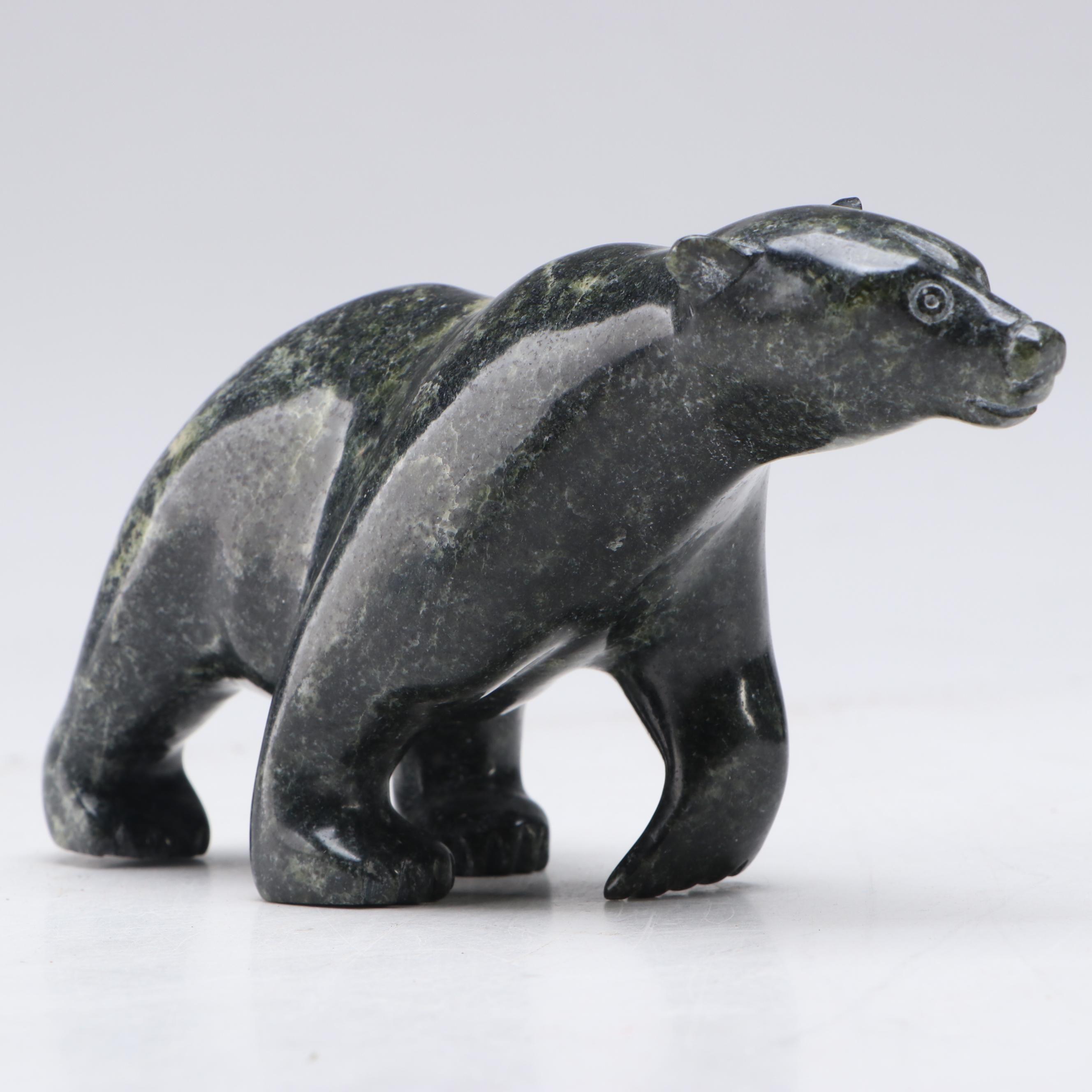 Inuit Carved Soapstone Bear Figure