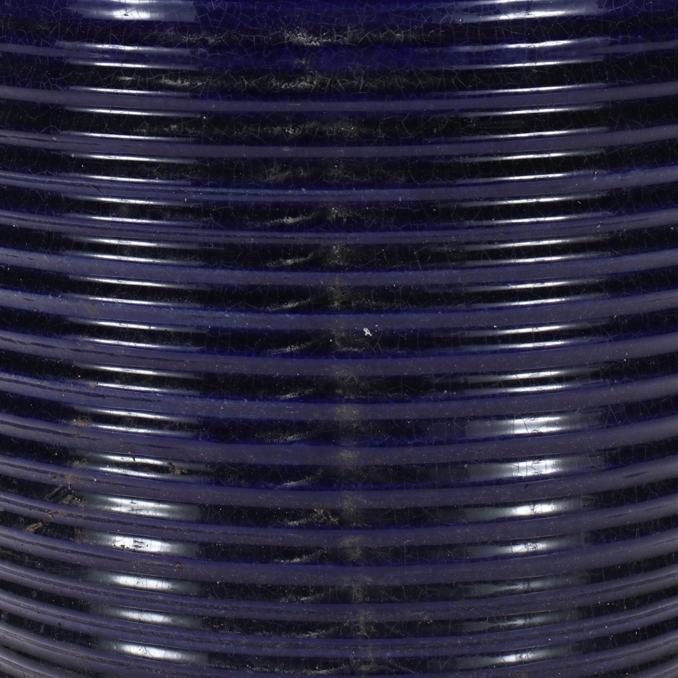 Cobalt Glazed Earthenware Vase Shaped Patio Decor