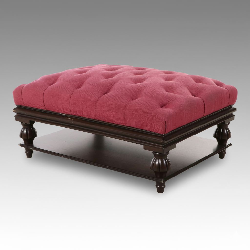 Upholstered Button-Tufted Ottoman