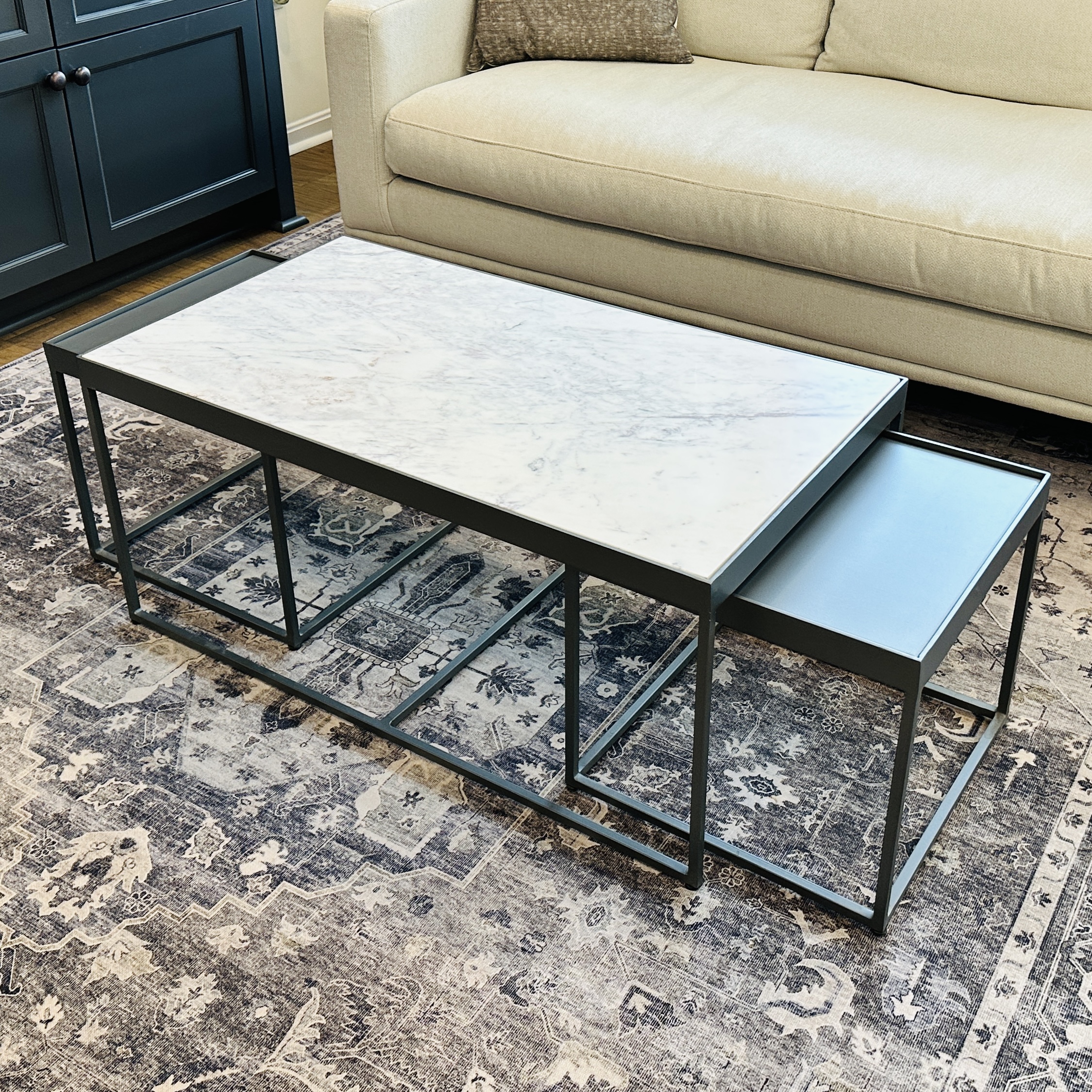 Four Hands "Evelyn" Contemporary Metal and Stone Nesting Coffee Table