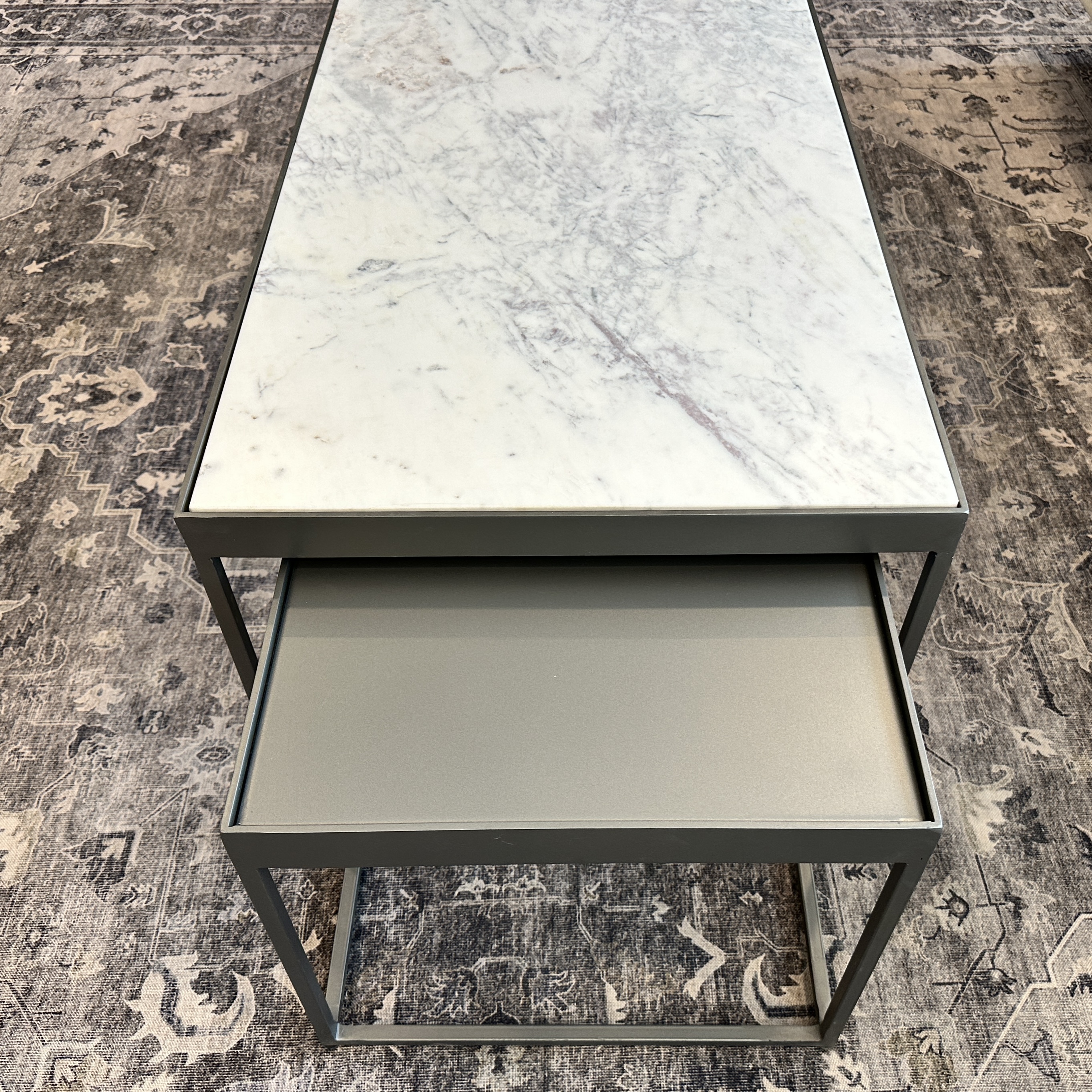 Four Hands "Evelyn" Contemporary Metal and Stone Nesting Coffee Table
