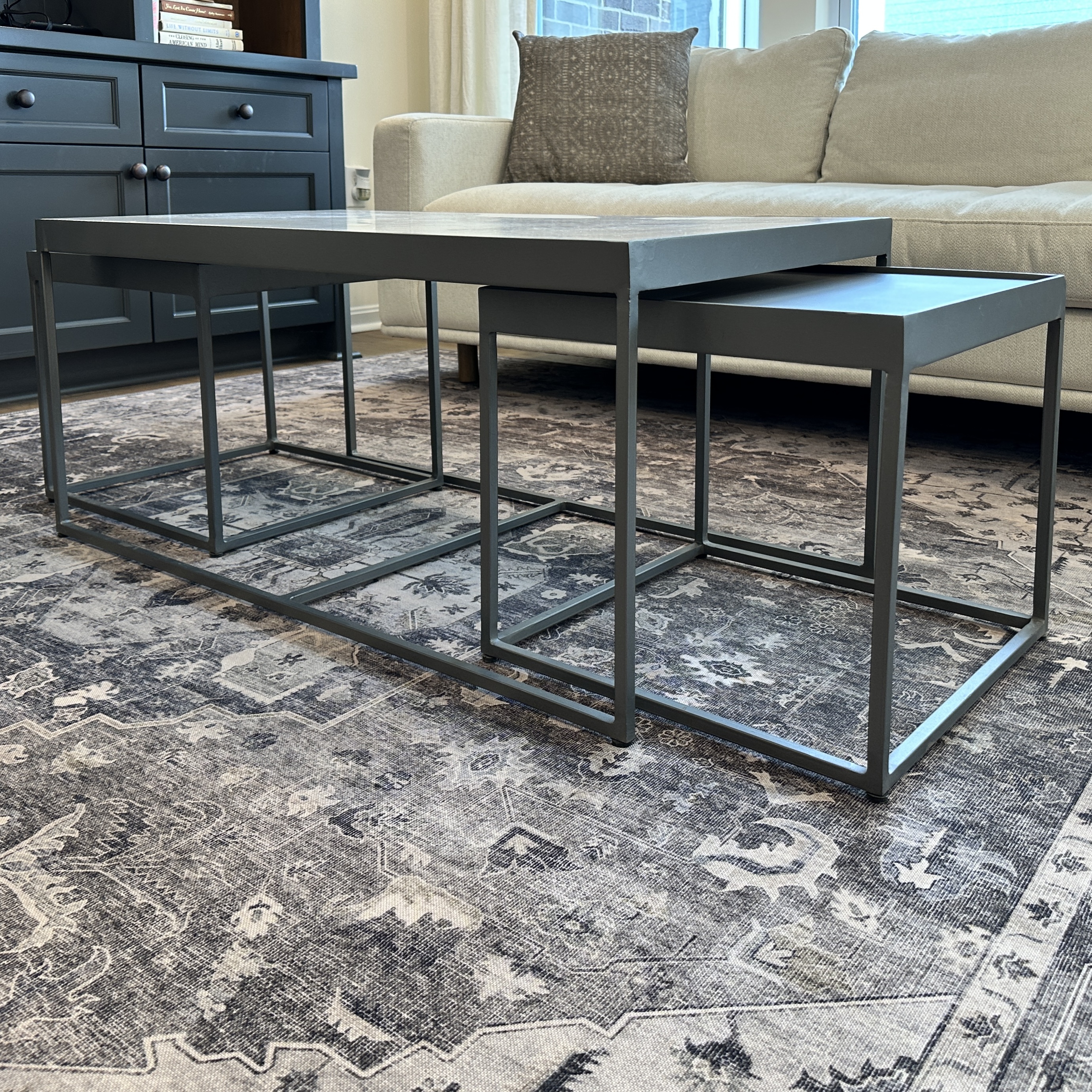 Four Hands "Evelyn" Contemporary Metal and Stone Nesting Coffee Table