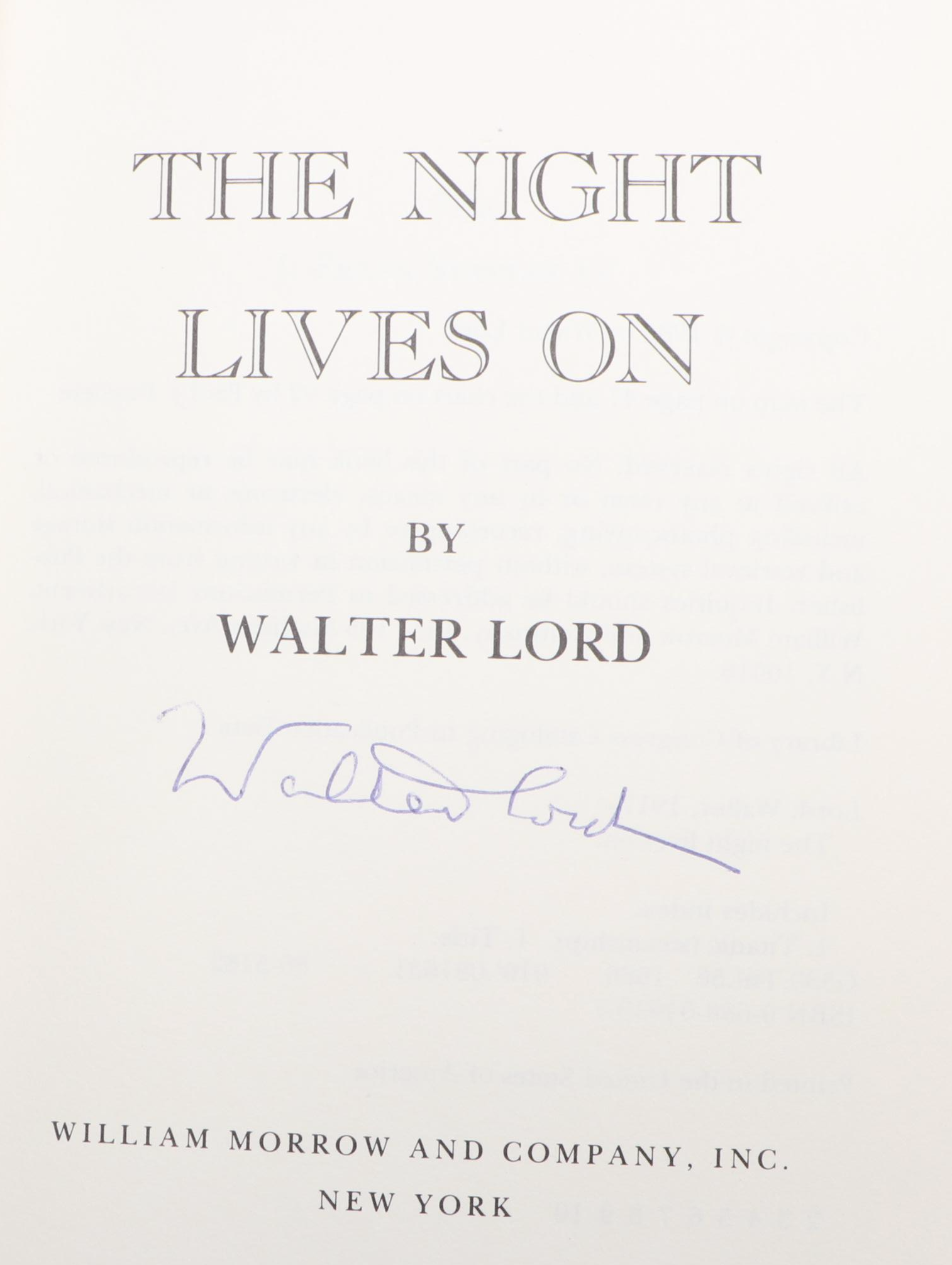 Multi-Signed "The Night Lives On" by Walter Lord and More Titanic Books