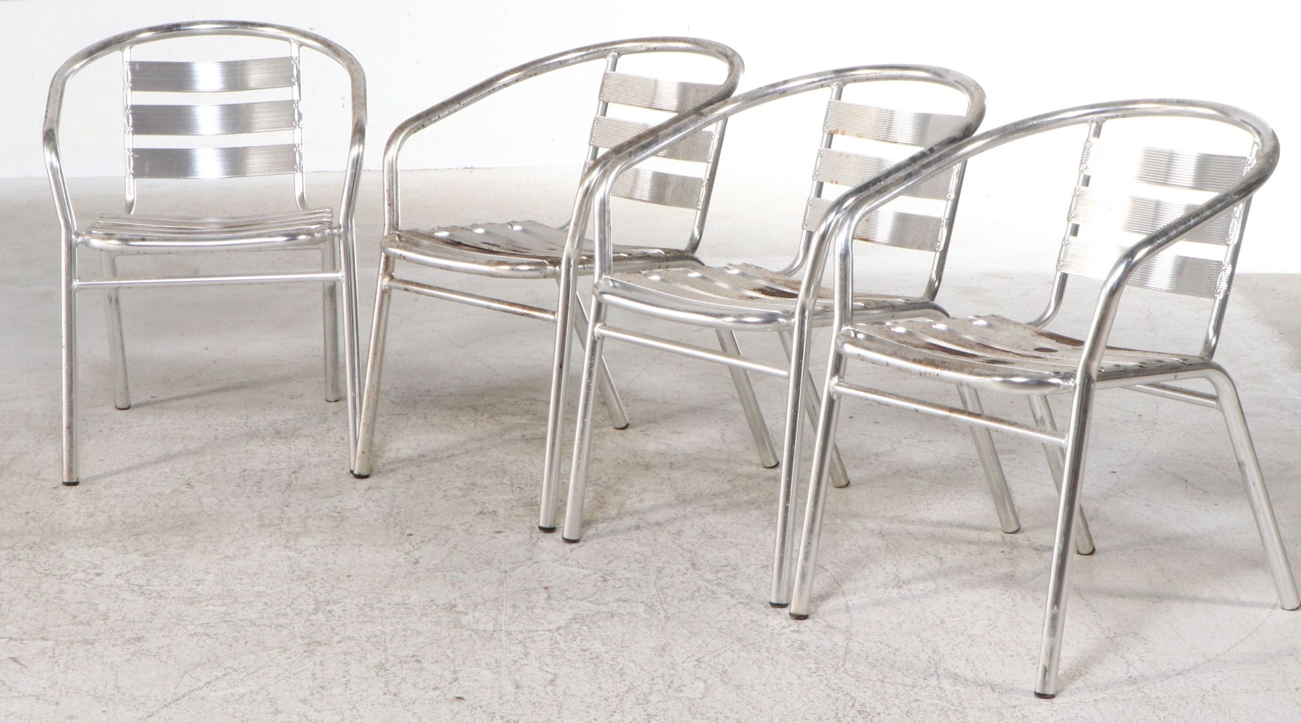 Four Stacking Aluminum Patio Dining Chairs