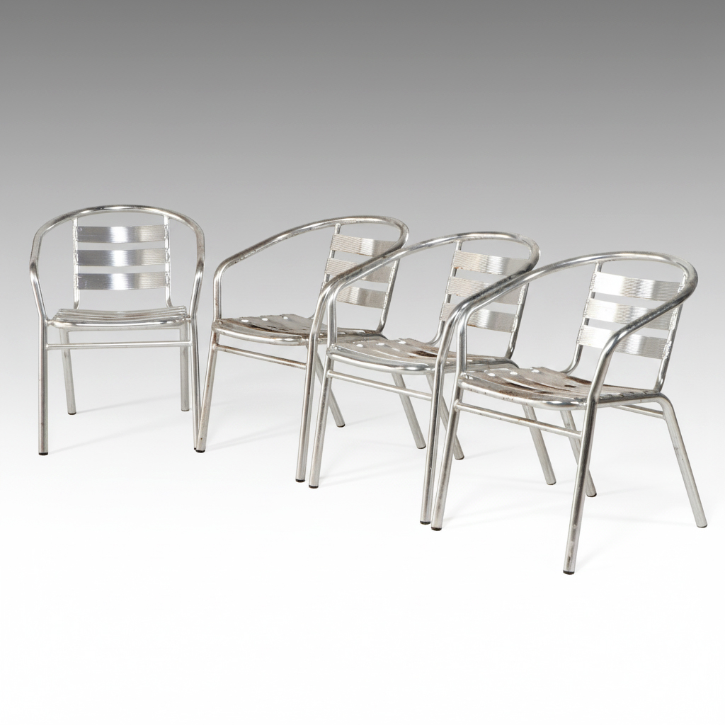 Four Stacking Aluminum Patio Dining Chairs