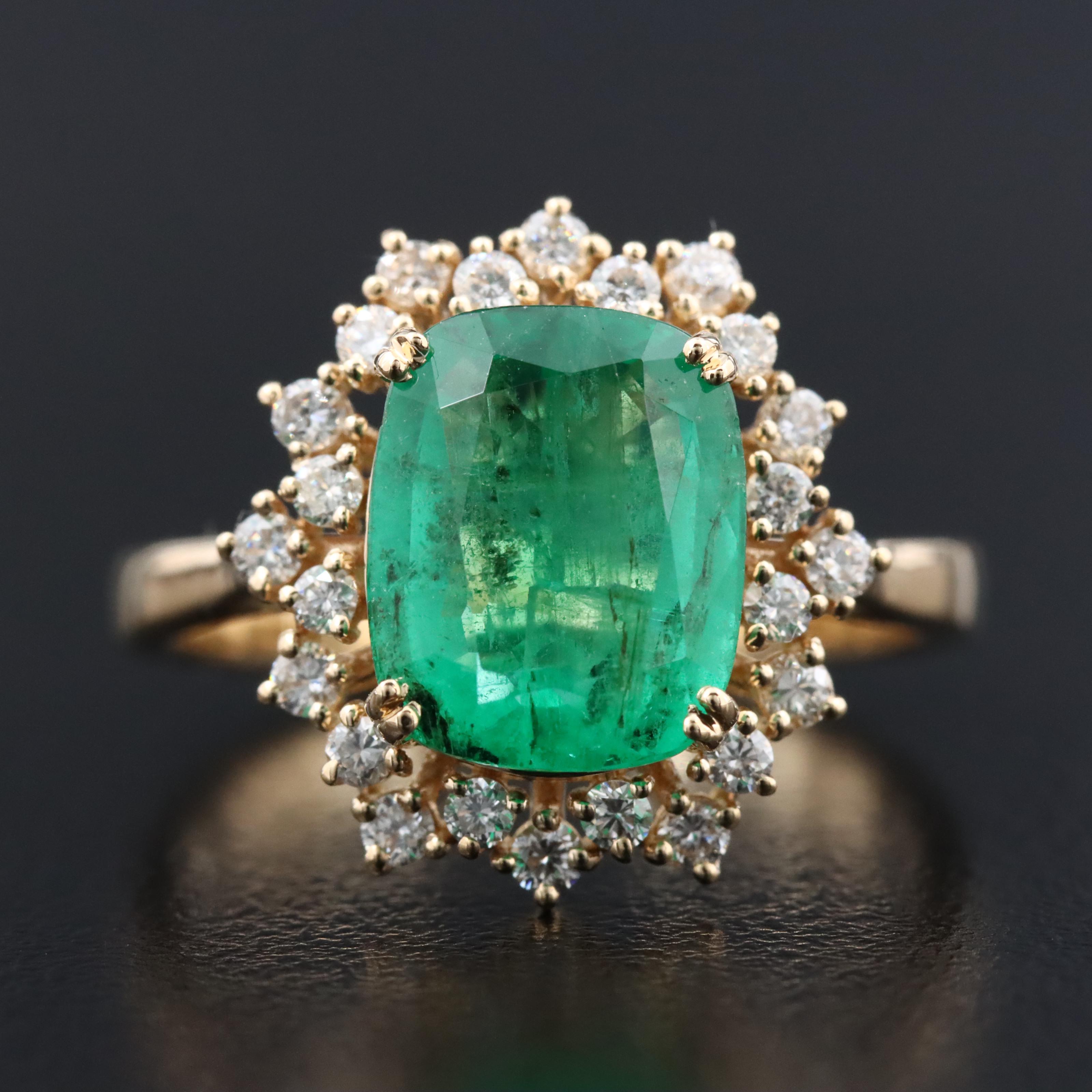 18K 2.61 Emerald and Diamond Ring