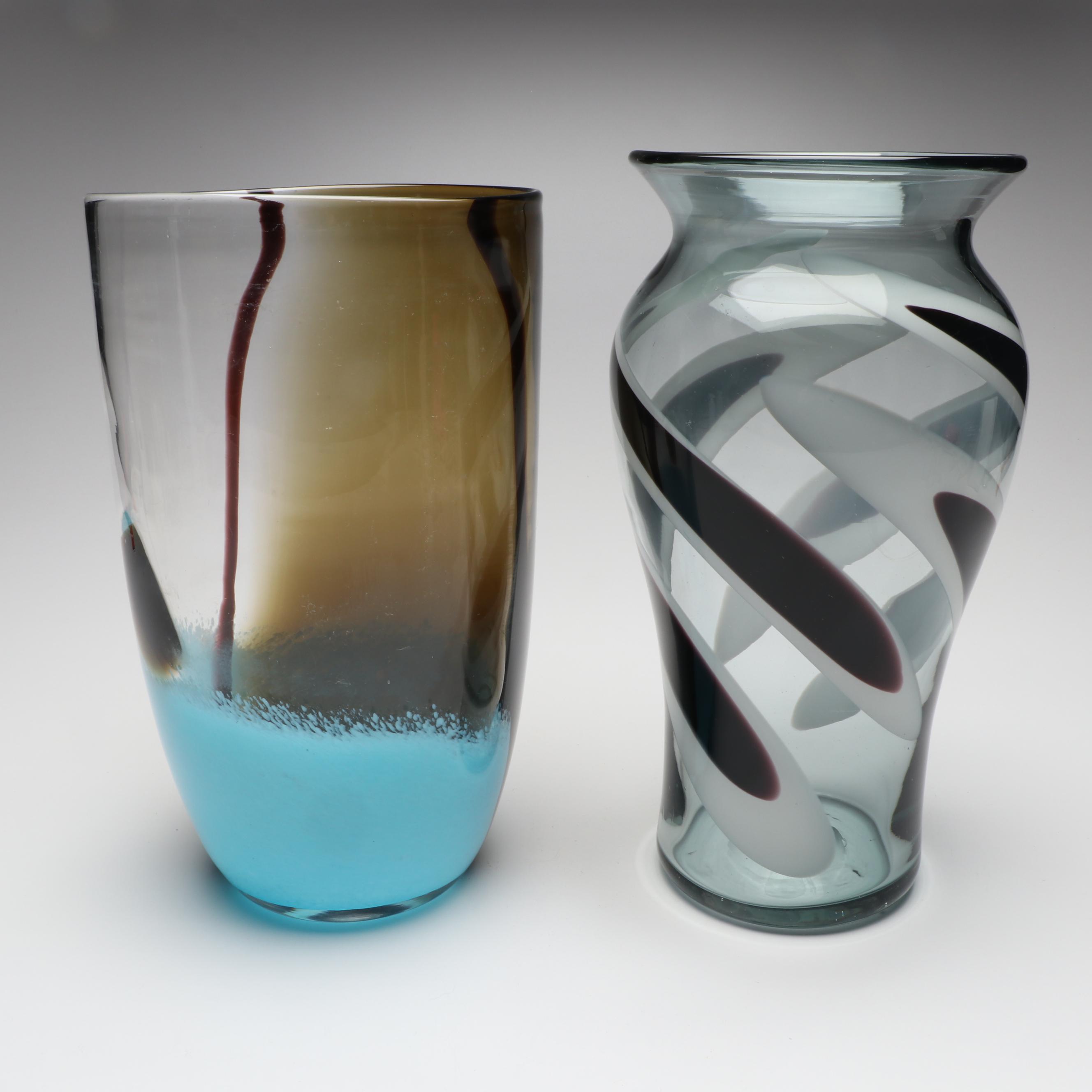 Contemporary Handblown Art Glass Vases